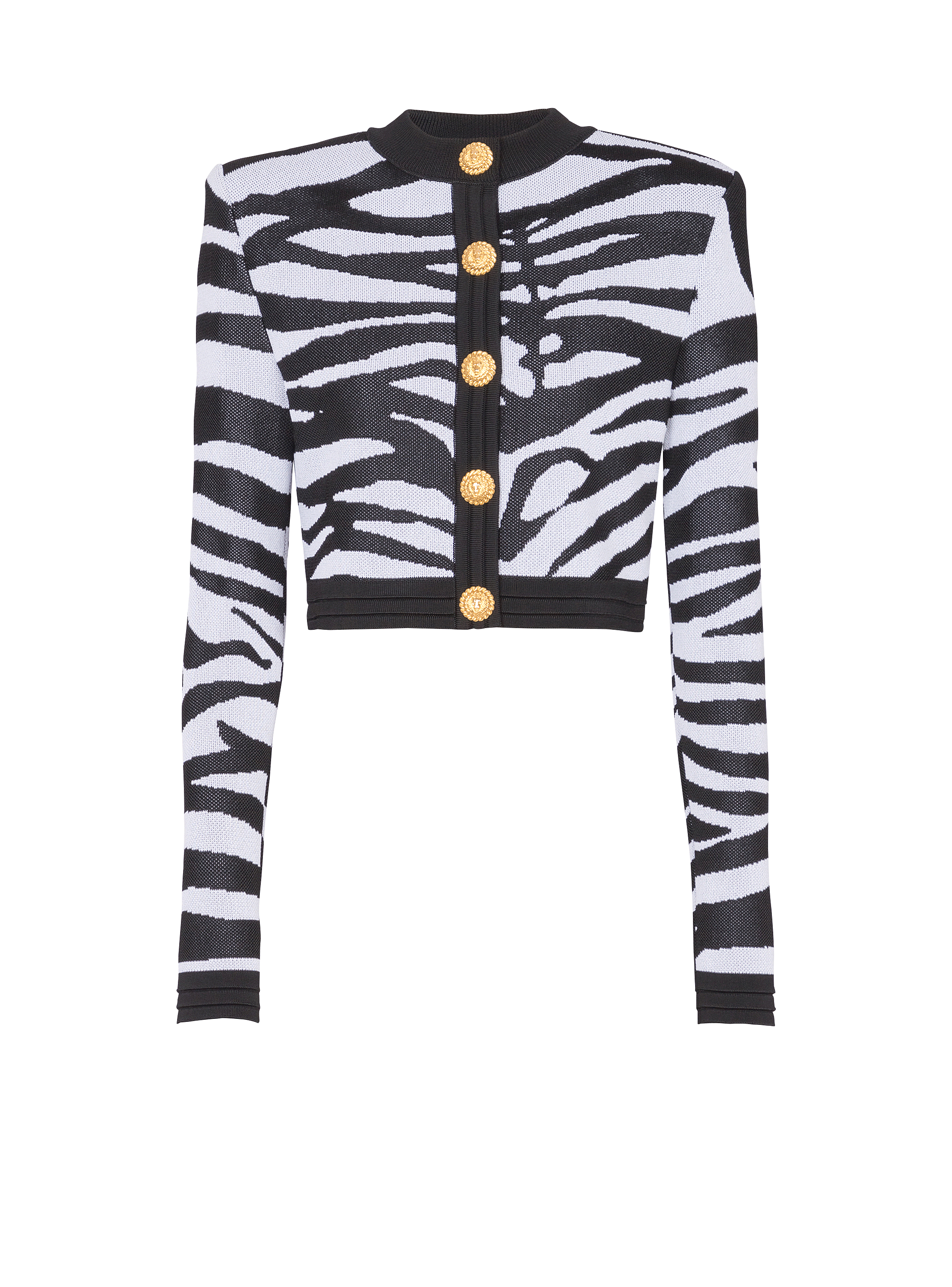 Zebra knit short cardigan
