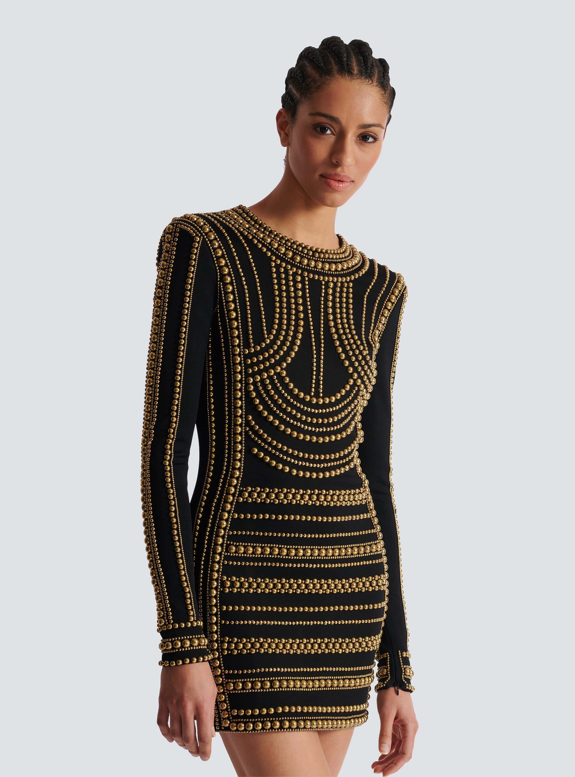 Short gold bead-embroidered dress gold gold - Women | BALMAIN