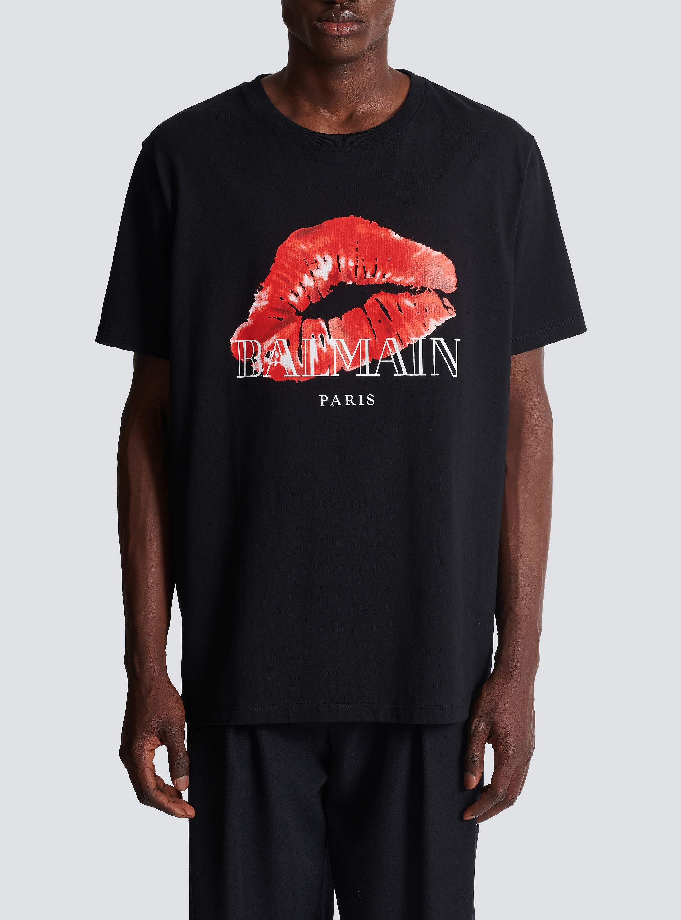 Tシャツ・カットソー BALMAIN Men T-shirt Black EH1EG010GE40 EAB Balmain logo-print Cotton T-shirt | Black | FARFETCH BH