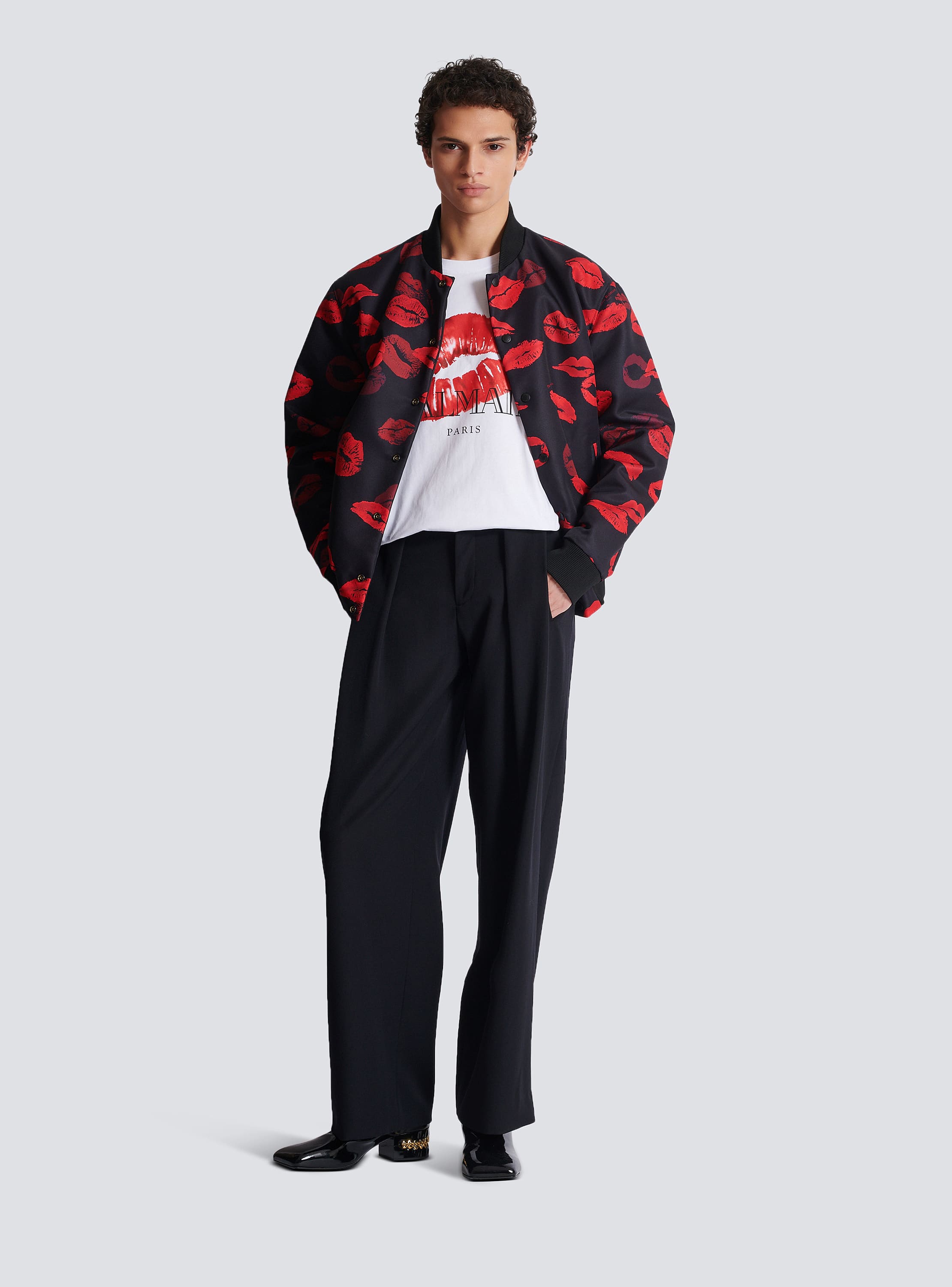 Relaxed T-shirt with Kiss print white - Men | BALMAIN