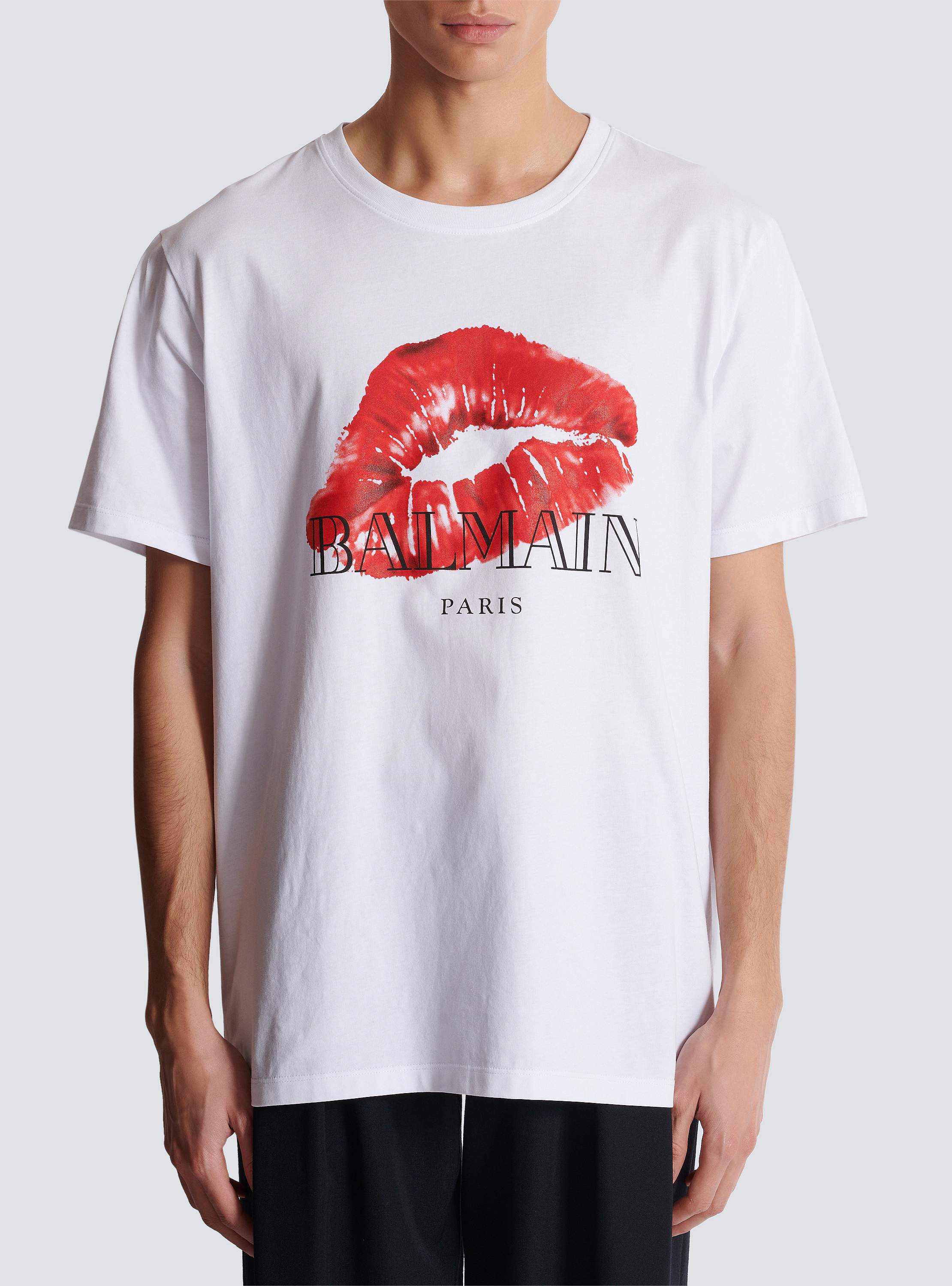 Relaxed T-shirt with Kiss print white - Men | BALMAIN