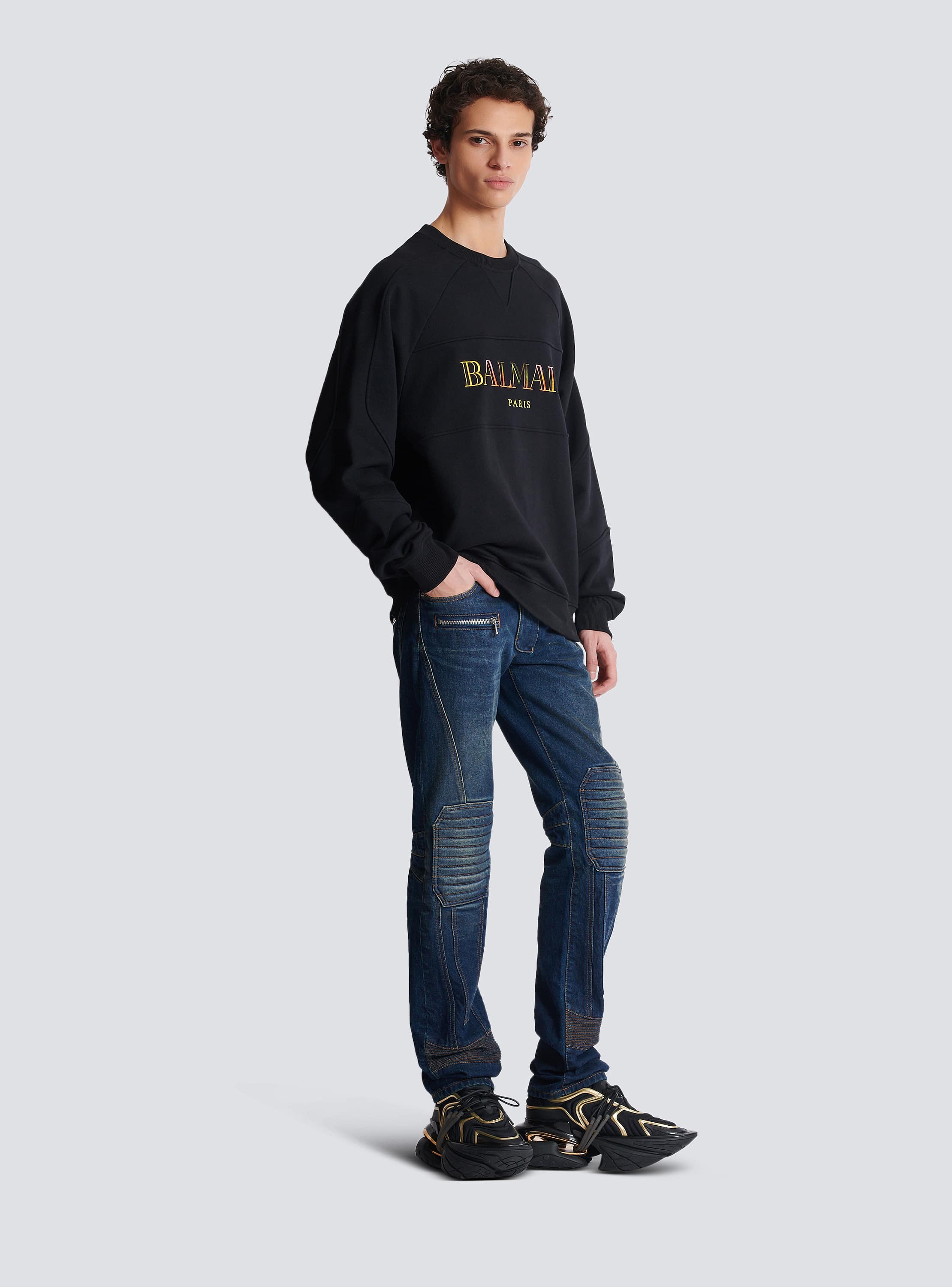 Vintage Balmain embroidered oversized sweatshirt black - Men