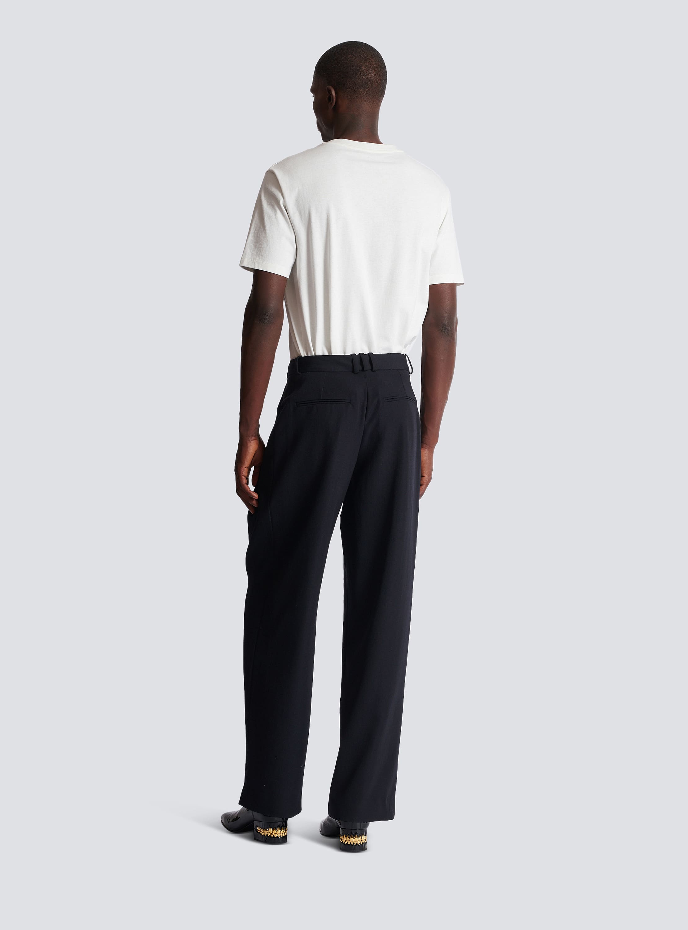 パンツ BALMAIN Grain de poudre pants Black  DF0PQ310WC09 Tailored grain de poudre trousers black black - Women | BALMAIN