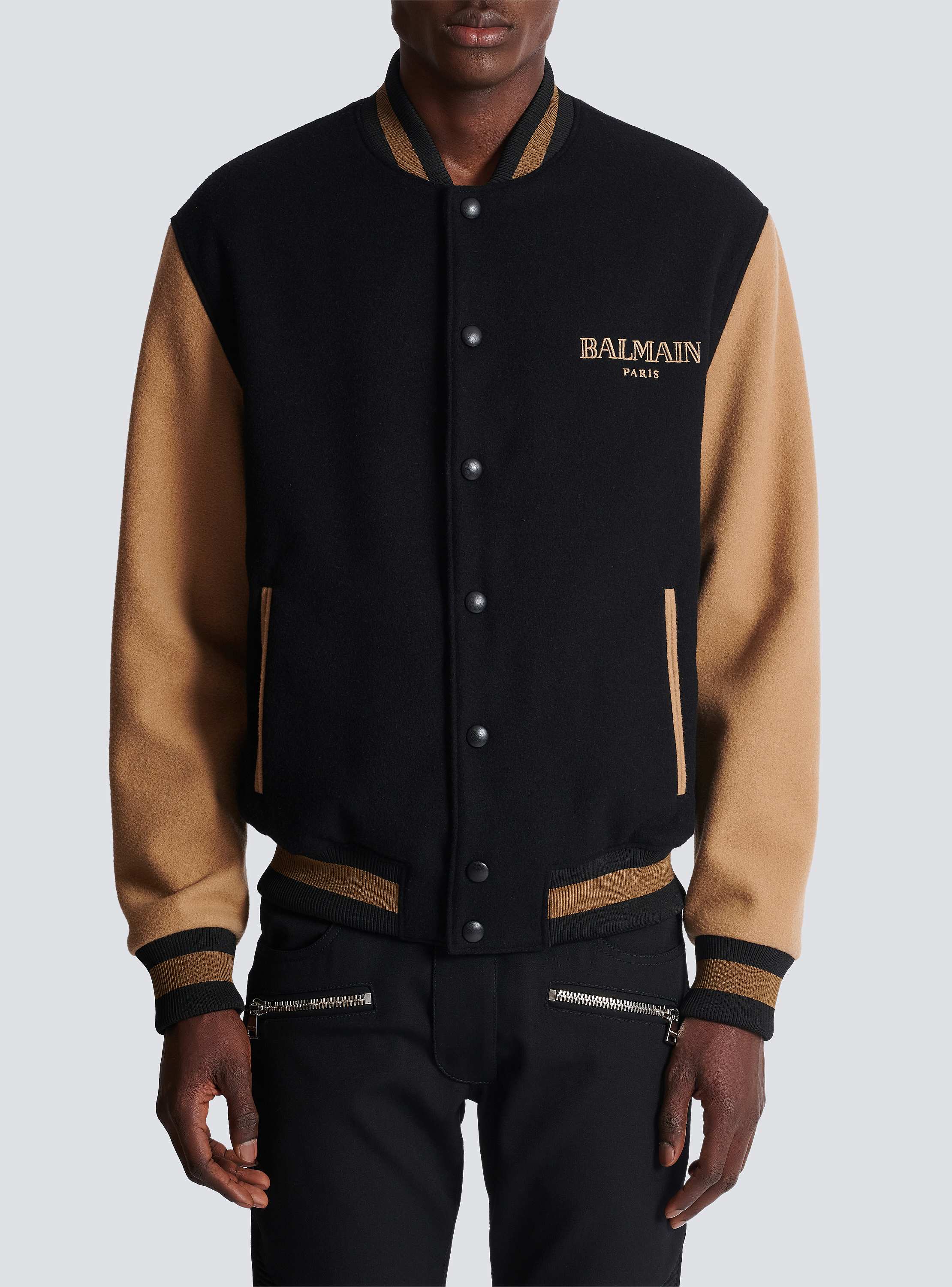Two-tone wool and cashmere varsity jacket - Men | BALMAIN