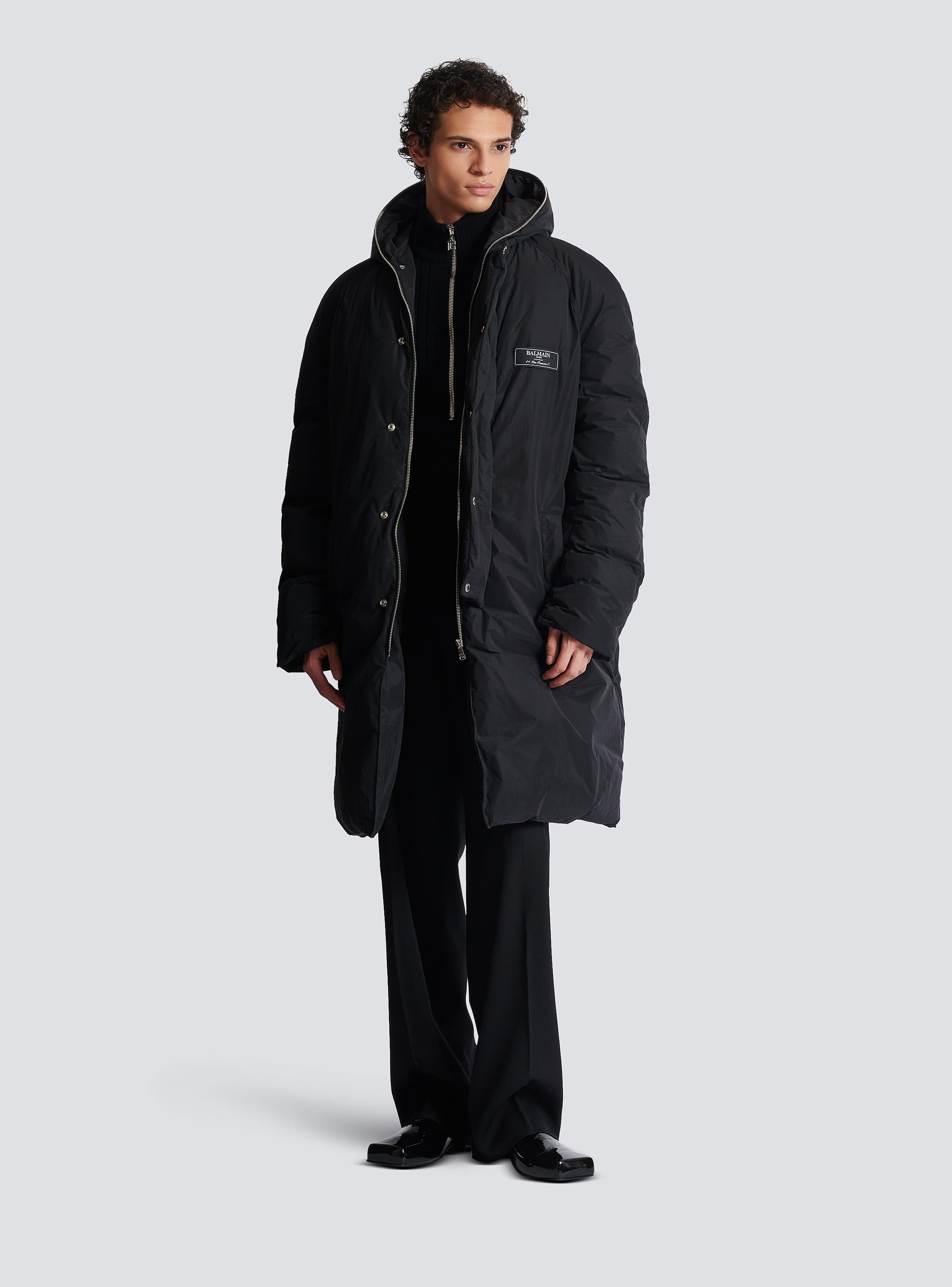 Balmain 标签尼龙长羽绒服- Men | BALMAIN