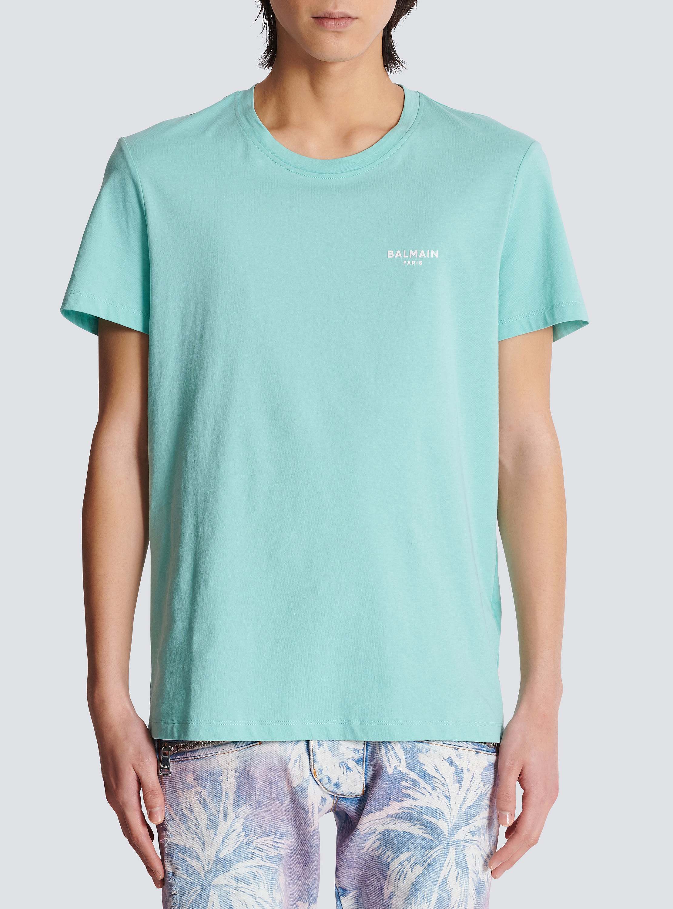 Balmain Paris flocked short-sleeved T-shirt blue - Men | BALMAIN