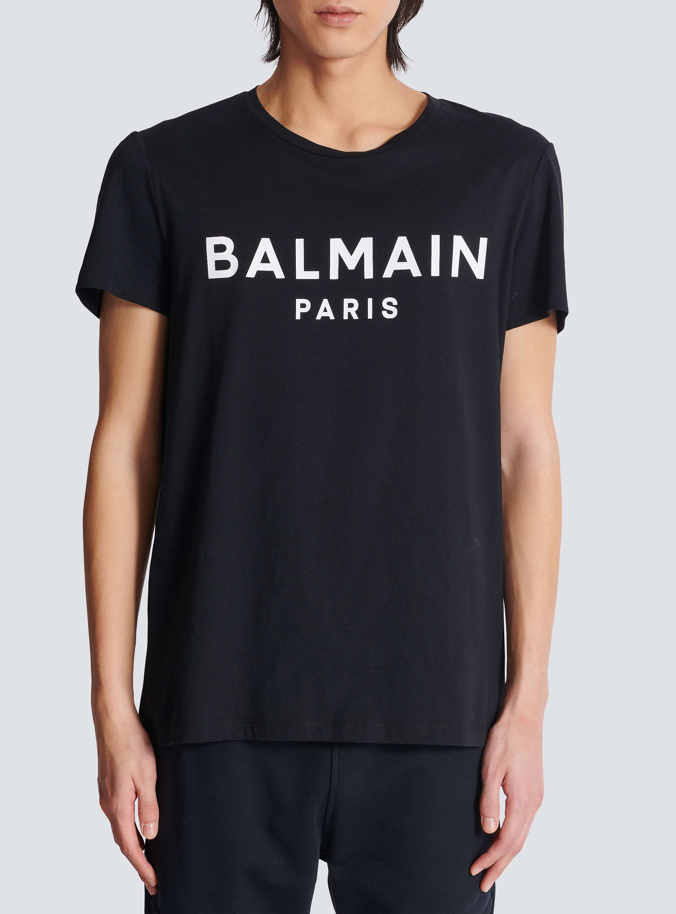 Printed Balmain Paris short-sleeved T-shirt black - Men Printed Balmain Paris short-sleeved T-shirt black - Men