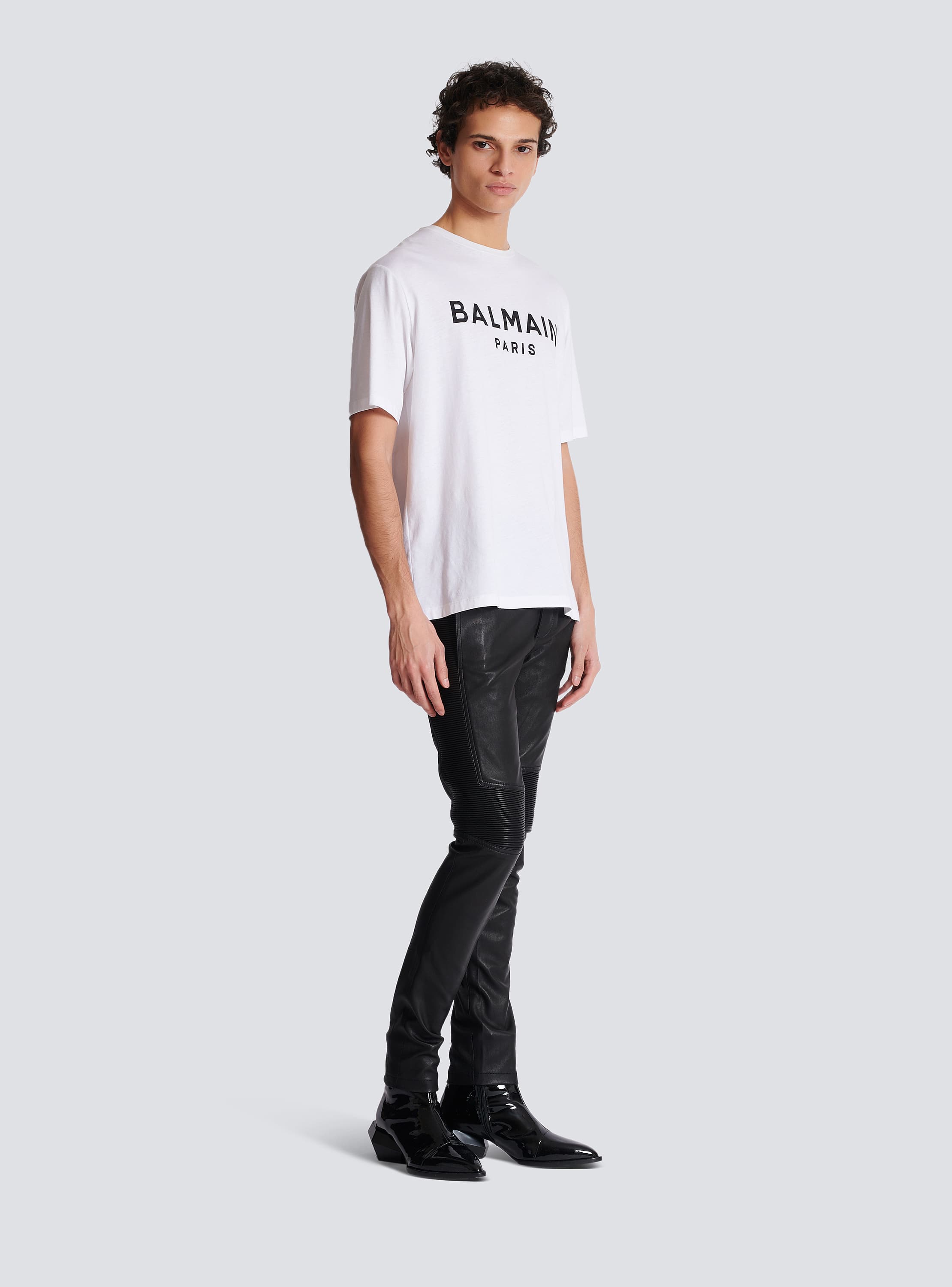 Printed Balmain Paris short-sleeved T-shirt white - Men Printed Balmain Paris short-sleeved T-shirt white - Men