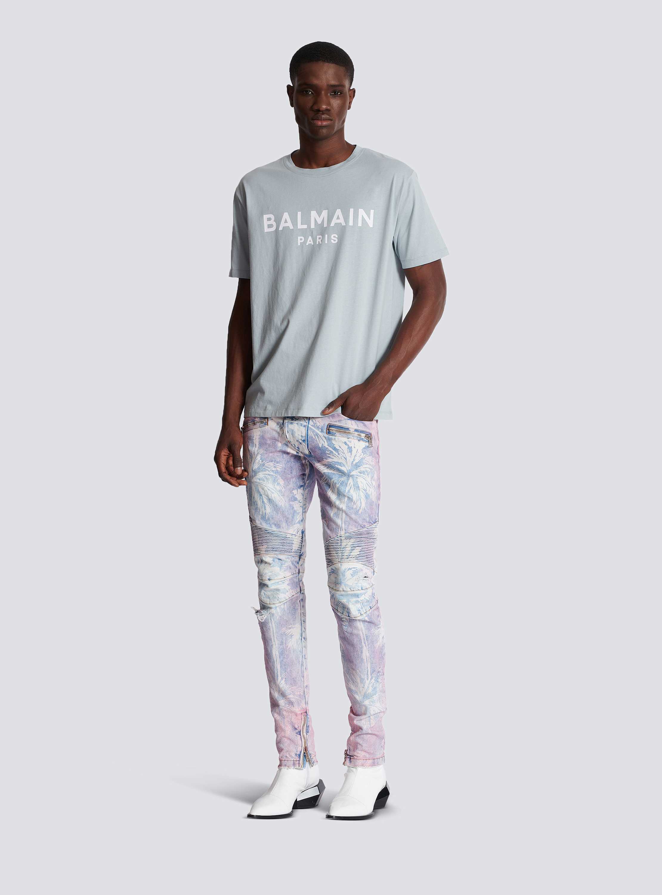 Printed Balmain Paris short-sleeved T-shirt grey - Men | BALMAIN Printed Balmain Paris short-sleeved T-shirt grey - Men | BALMAIN