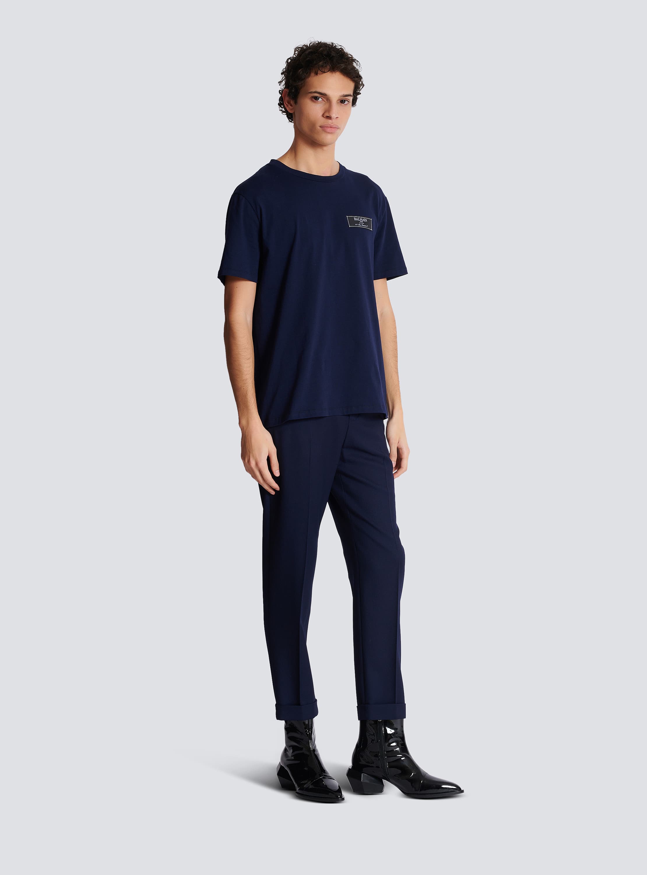 【関税込み】Balmain ネイビー Pierre Balmain Tシャツ Balmain T-shirt with embroidered logo | Men's Clothing | Vitkac