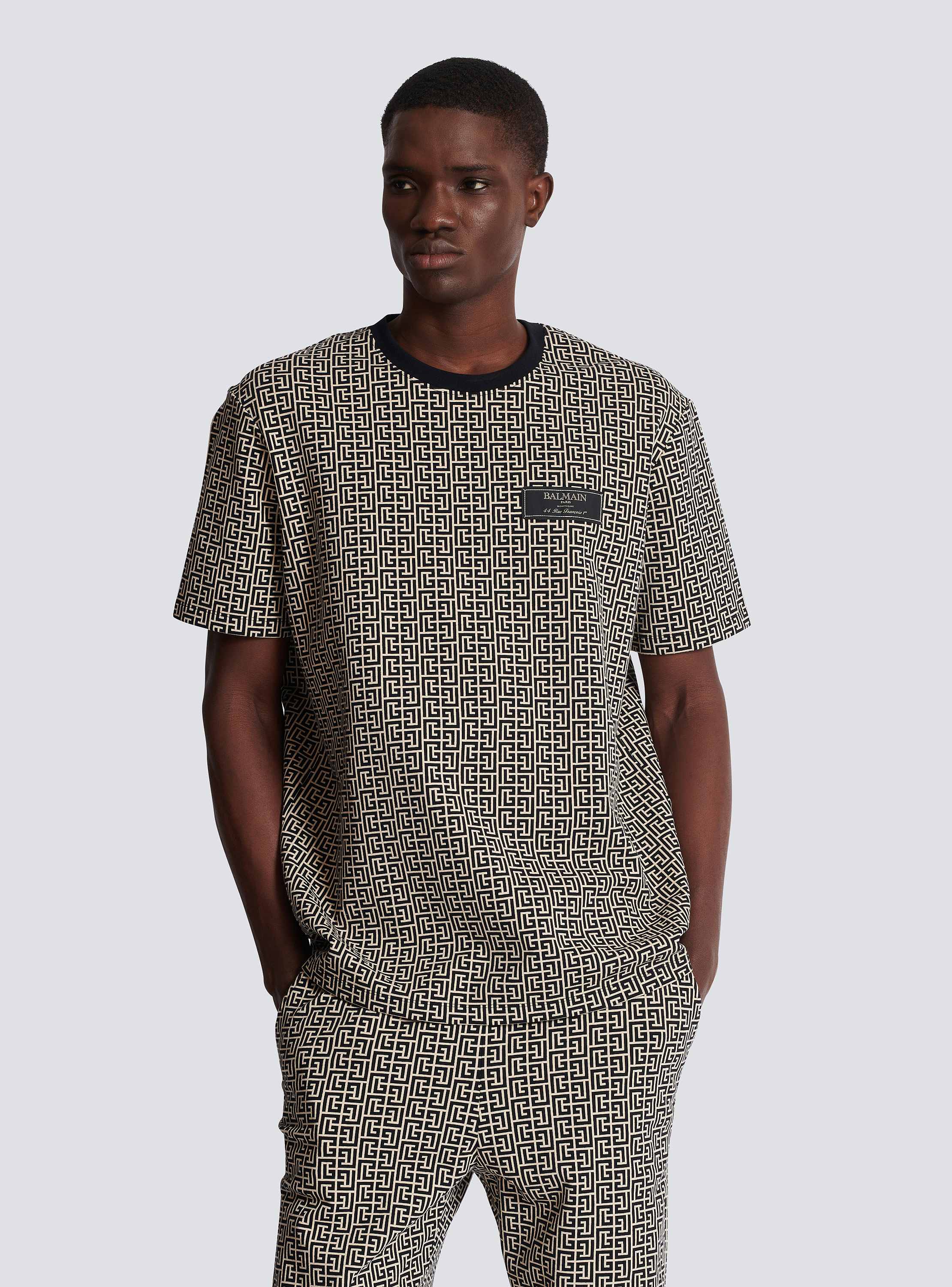 【BALMAIN】関税込☆PB Labyrinth Tシャツ ブラック PB Labyrinth jacquard T-shirt black - Men | BALMAIN