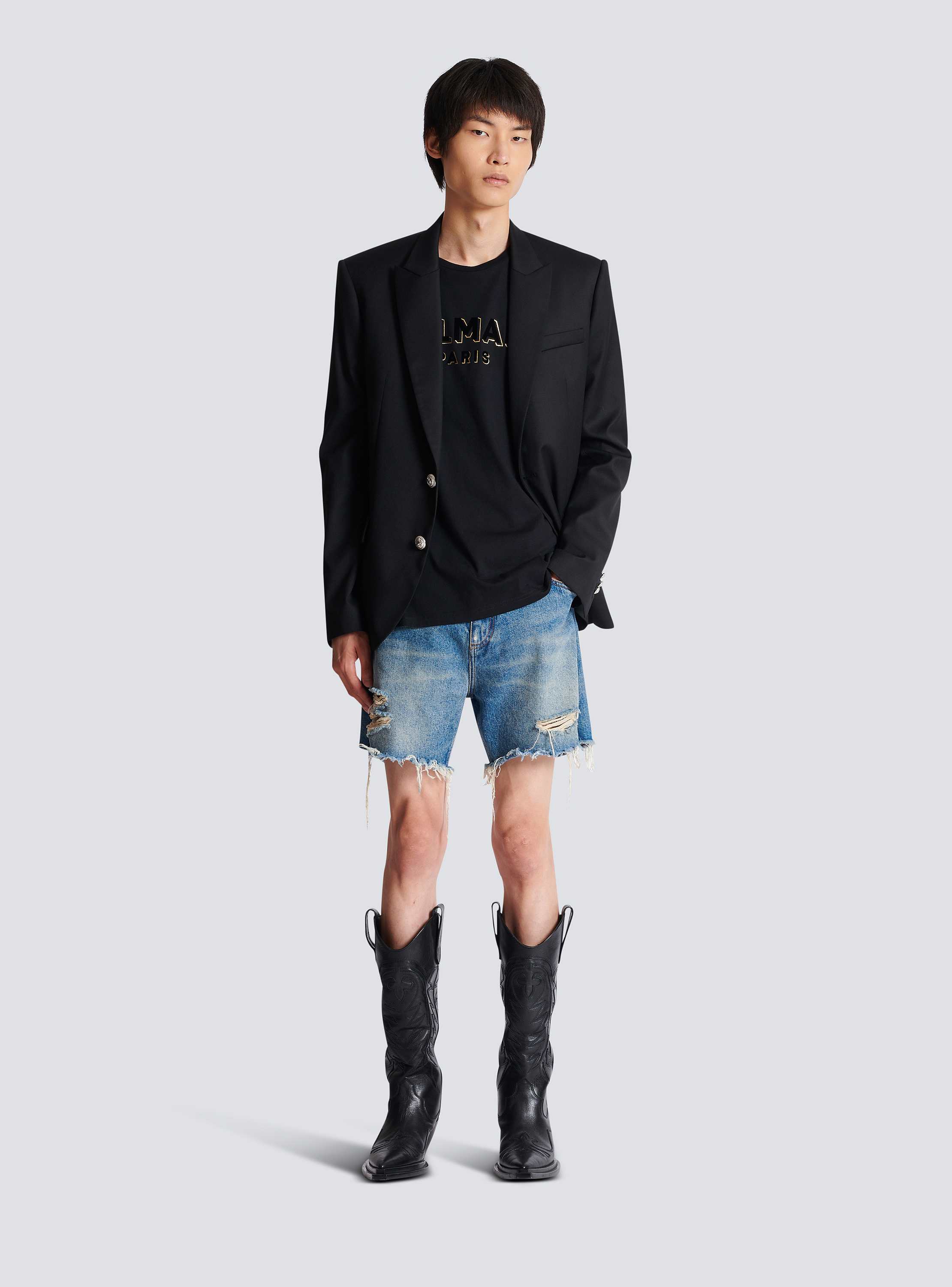 Metallic flocked Balmain T-shirt gold - Men | BALMAIN
