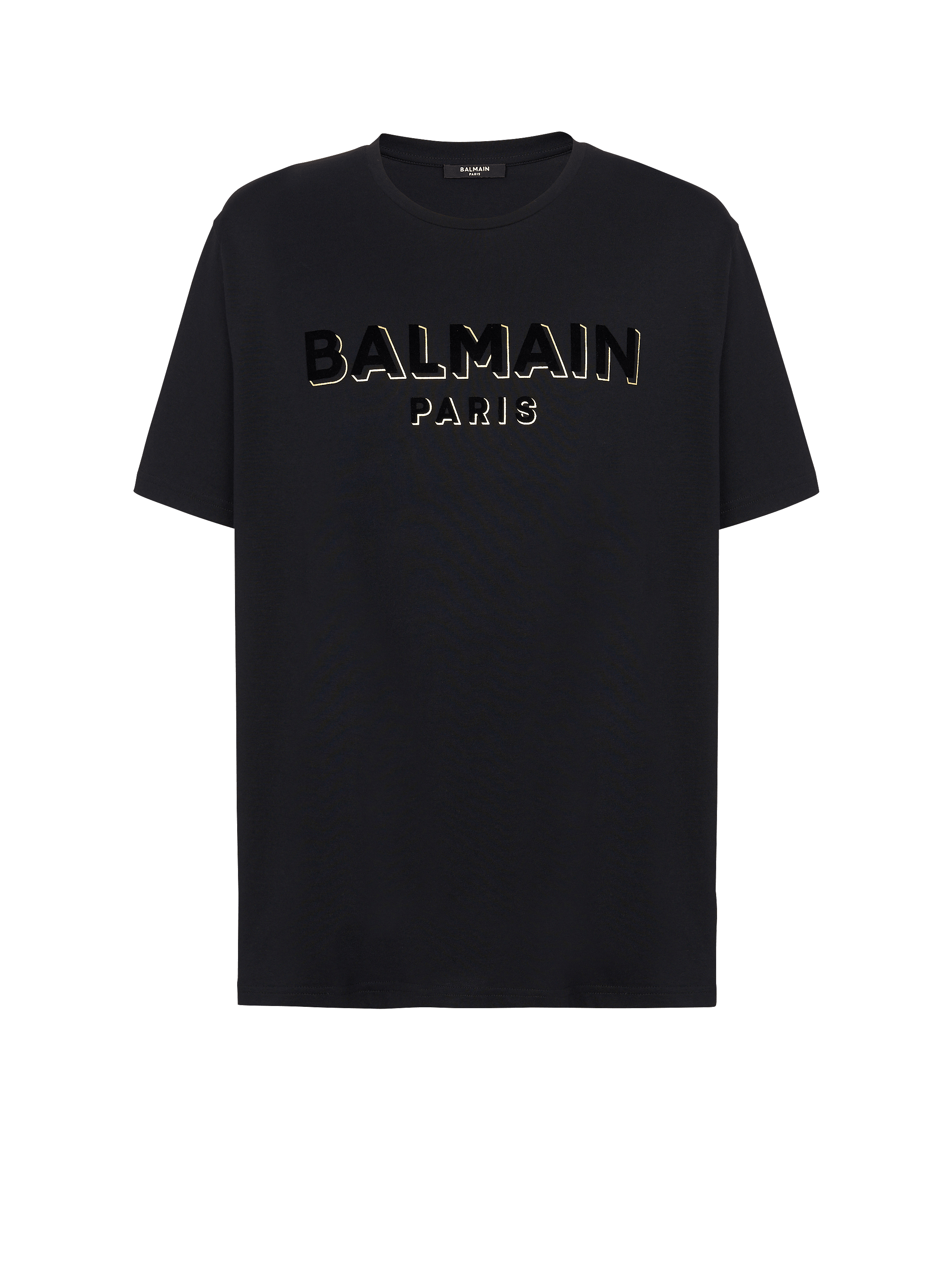 Balmain T-Shirt mit beflocktem Metallic-Print
