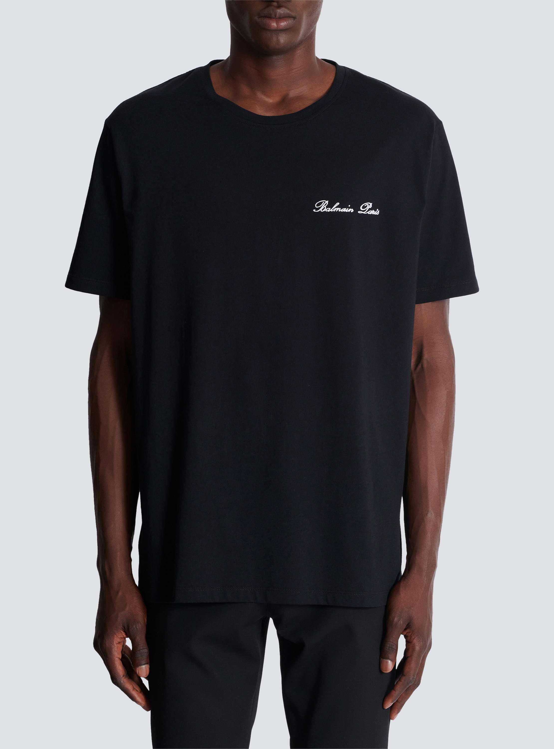 Weites T-Shirt mit Balmain Signature-Stickerei