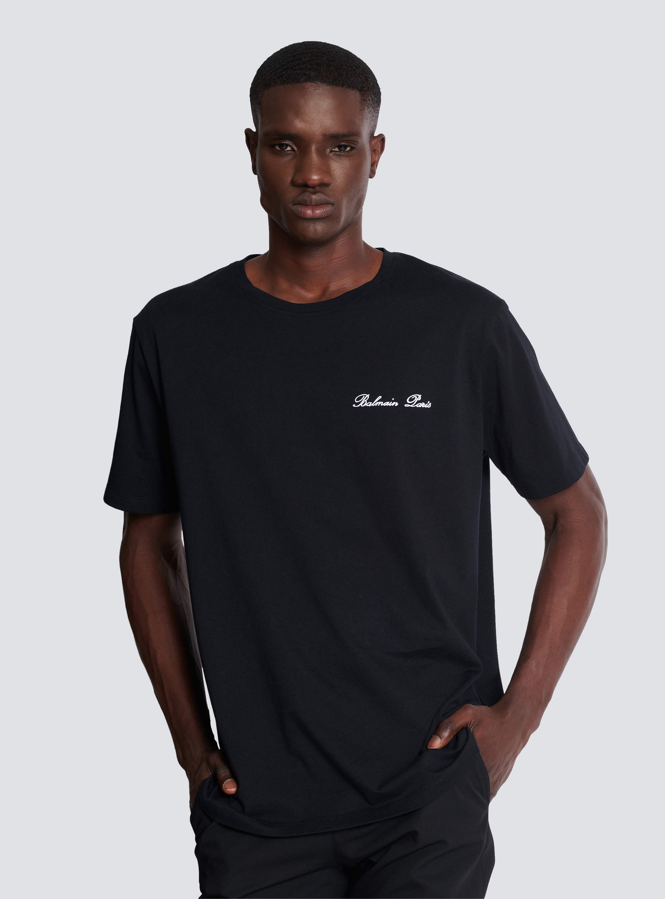 Loose T-shirt with Balmain Signature embroidery - Men | BALMAIN
