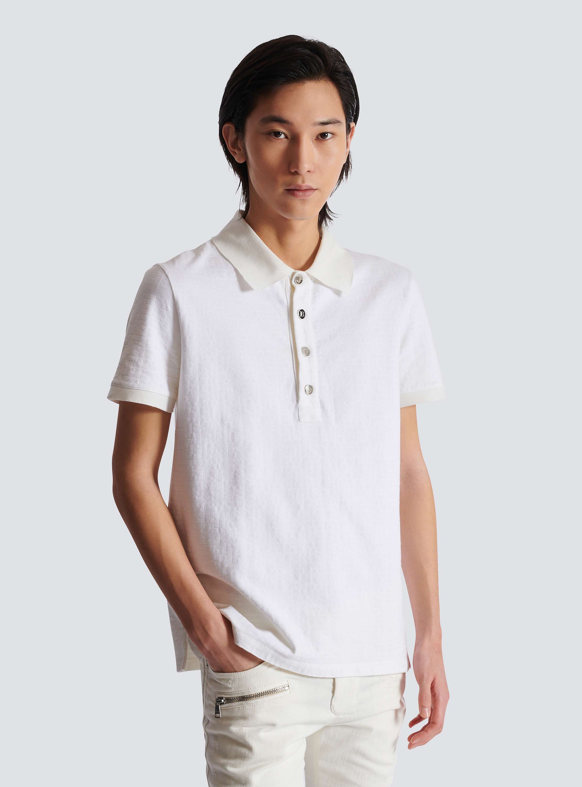 Cotton piqué polo white - Men | BALMAIN