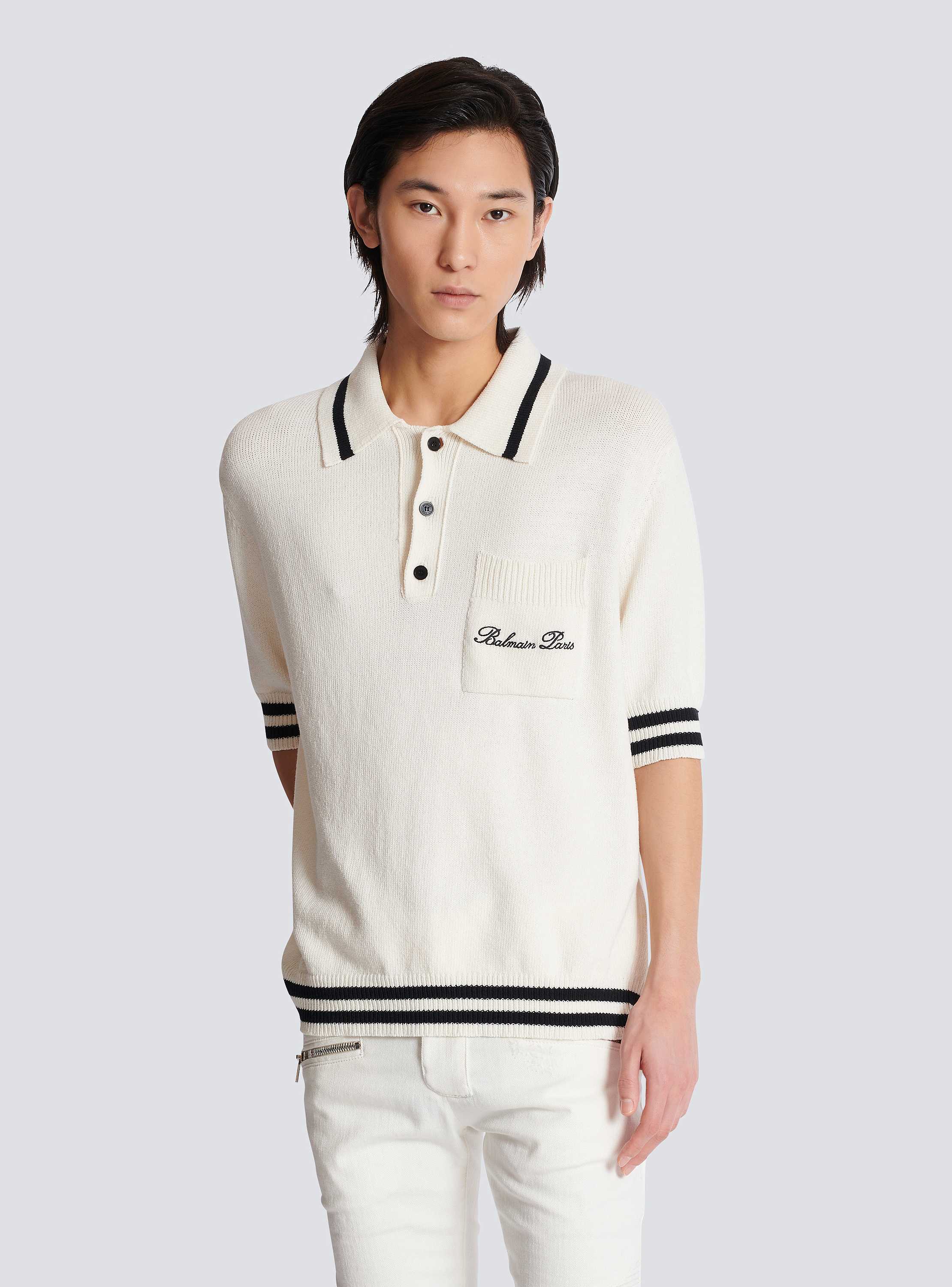 Tシャツ・カットソー BALMAIN FW24 MERINO WOOL POLO SHIRT (DH1GB066KE93_6AE) Balmain Monogrammed merino wool polo shirt | REVERSIBLE