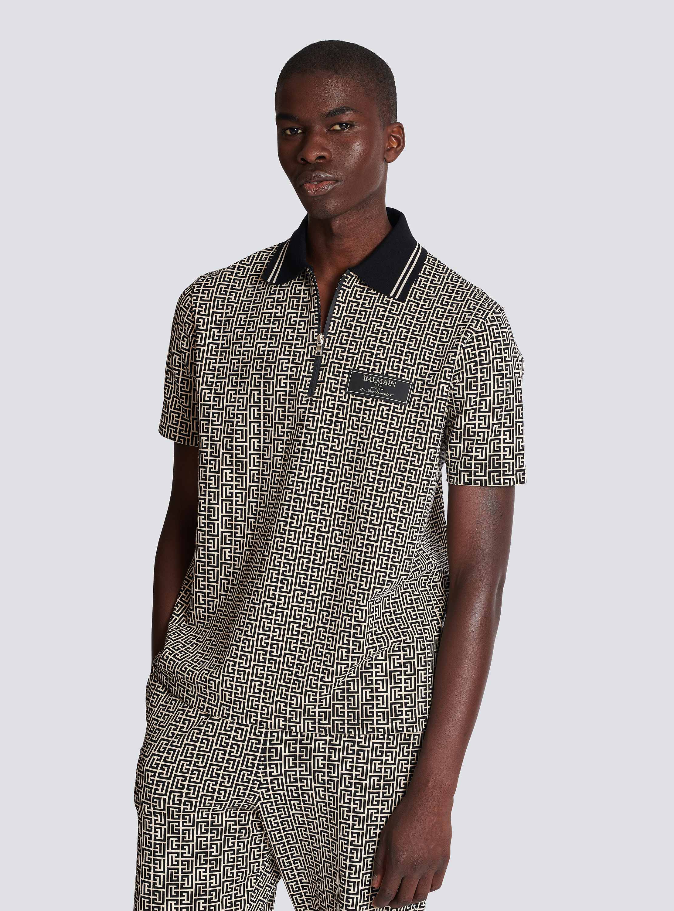 PB Labyrinth jacquard polo shirt black - Men | BALMAIN