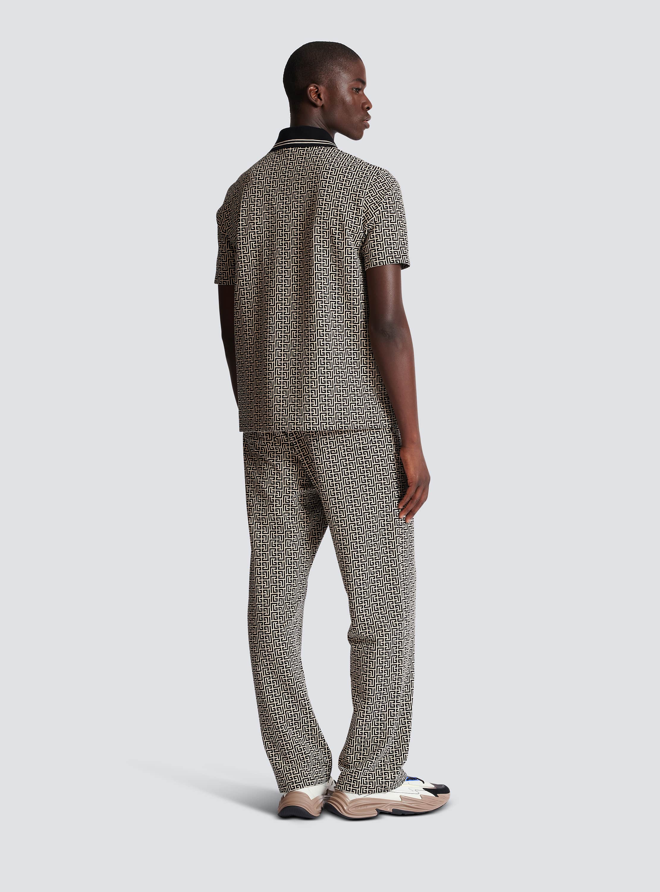 PB Labyrinth jacquard polo shirt black - Men | BALMAIN