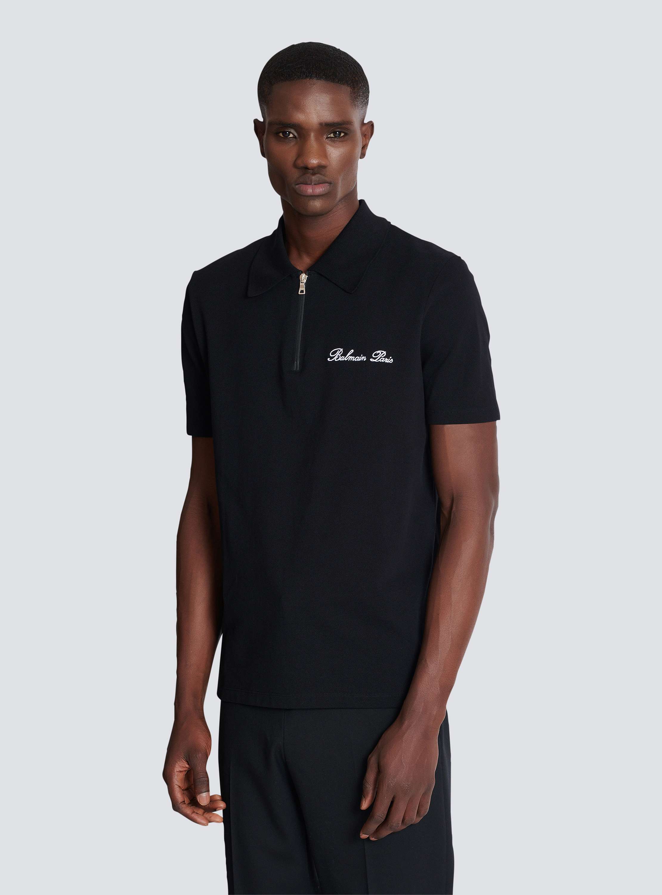 BALMAIN 黒 S Short-sleeved polo shirt with embroidery black black - Men