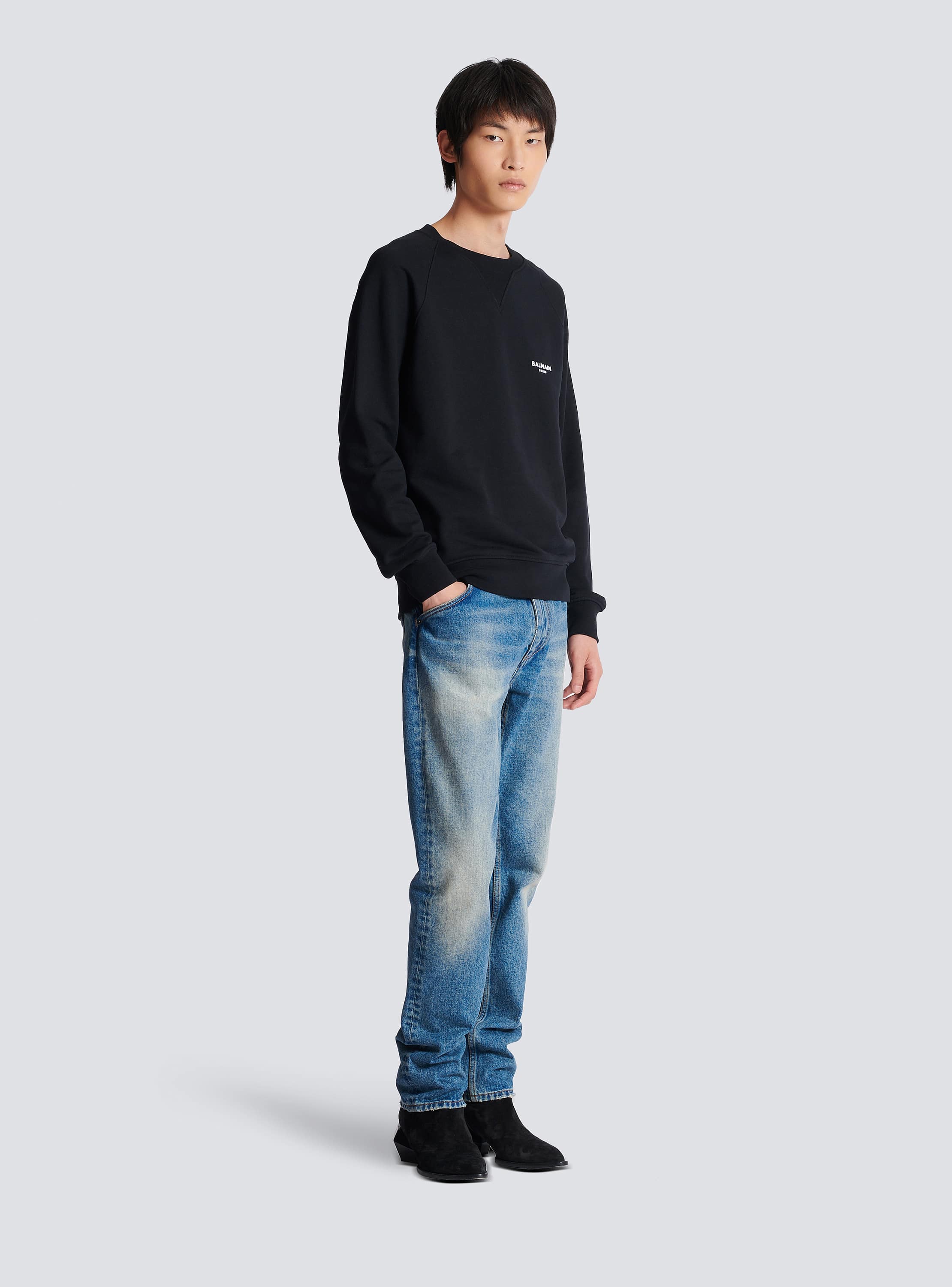 Balmain Paris flocked sweatshirt black - Men | BALMAIN