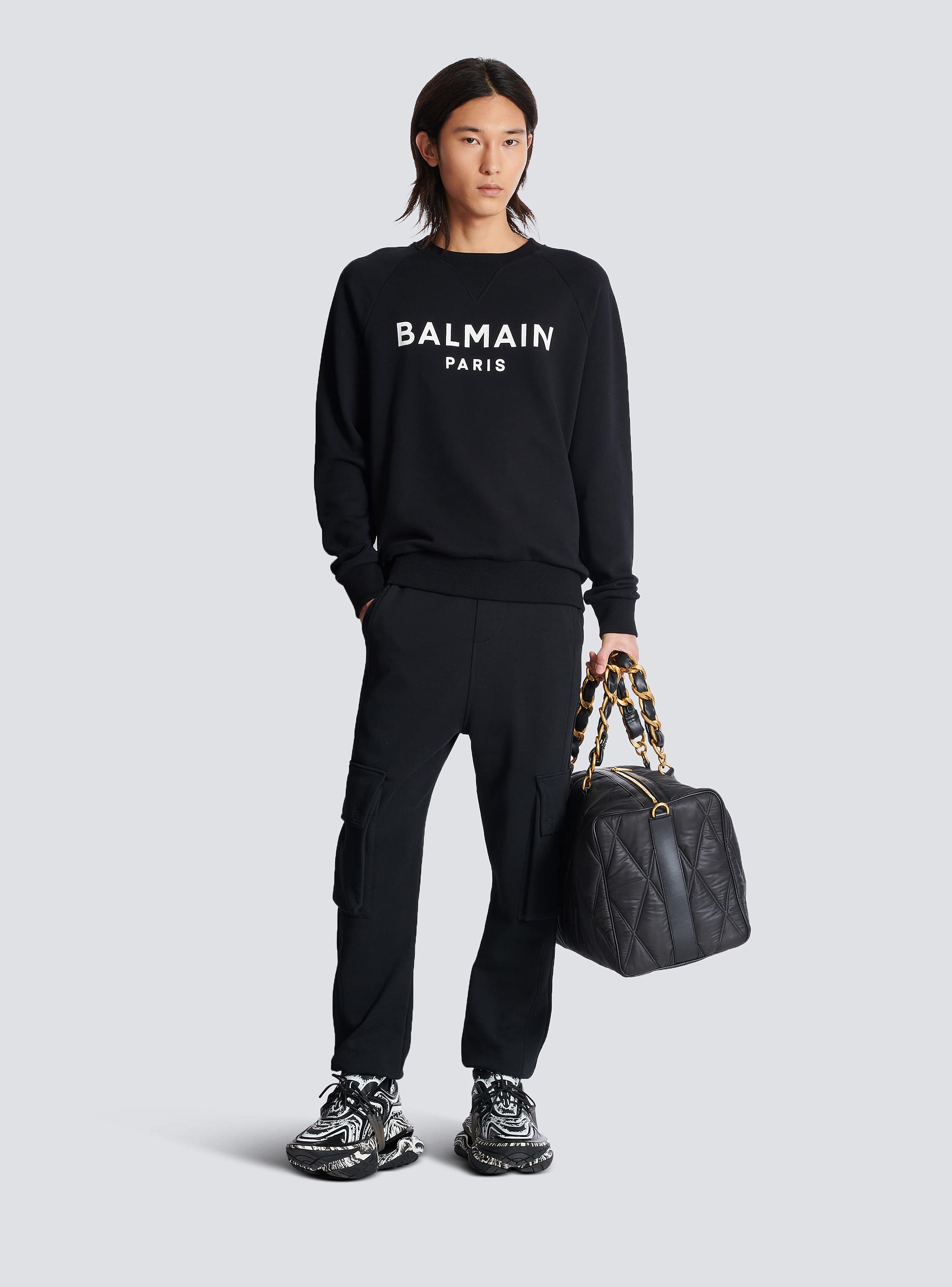 適当な価格 Paris Balmain printed BALMAIN | Men - black sweatshirt トップス