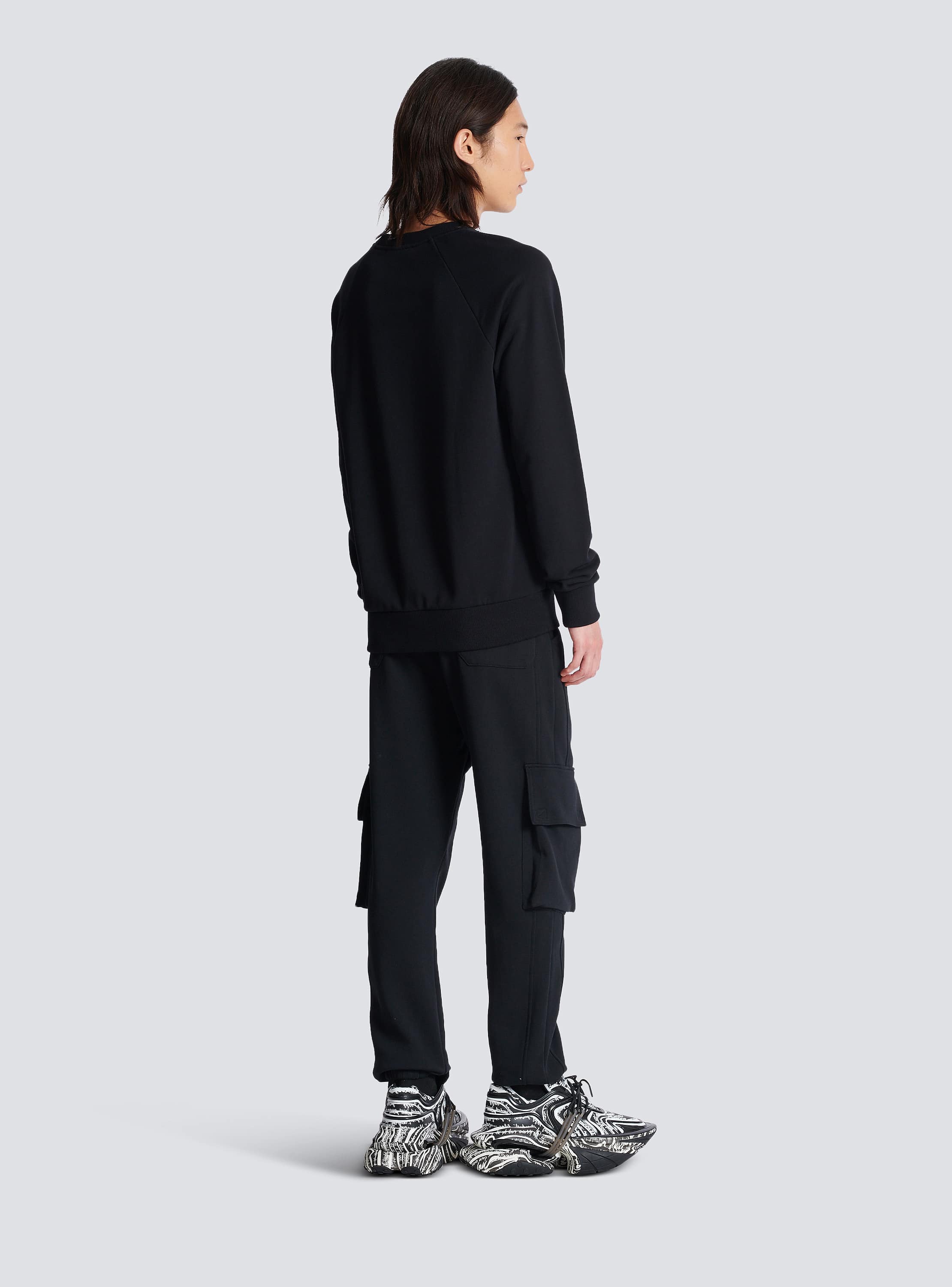 BALMAIN バルマン ロゴプリントスウェットシャツ ブラック Balmain Parisプリント スウェットシャツ - Men | BALMAIN