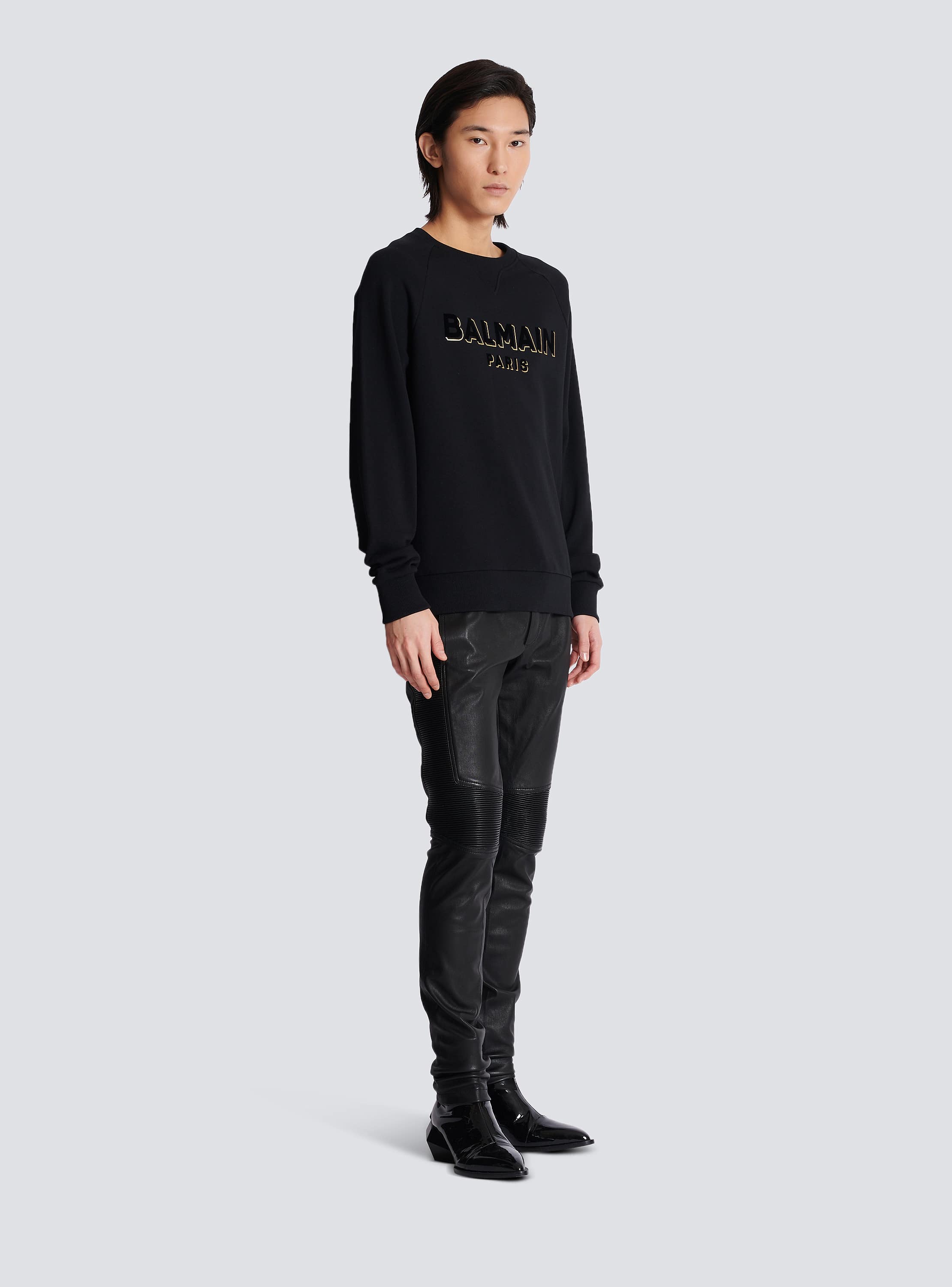 Metallic flocked Balmain sweatshirt gold - Men | BALMAIN