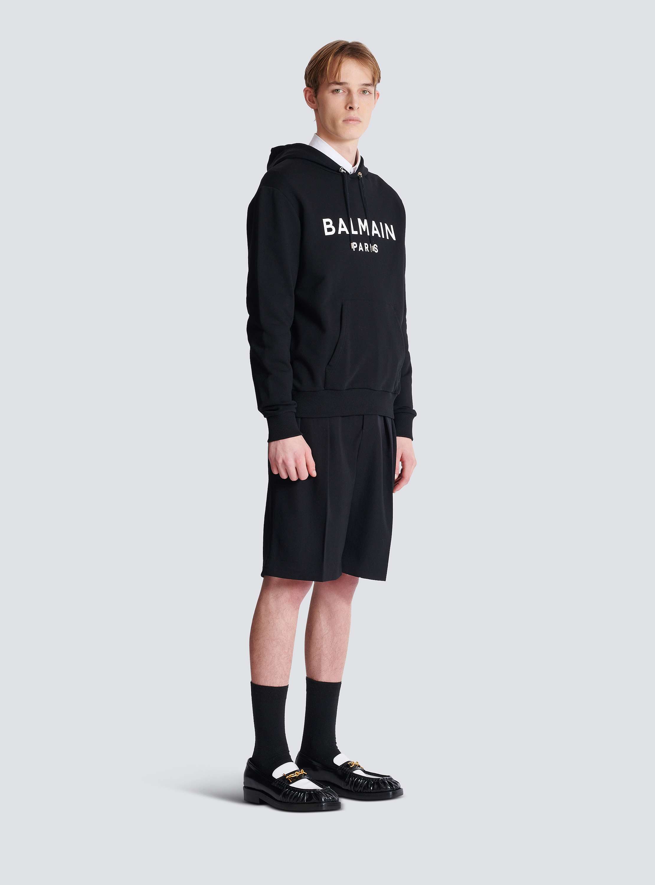 希少【BALMAIN】ロゴ入りプリントフーディ Balmain Paris プリント フーディー - Men | BALMAIN