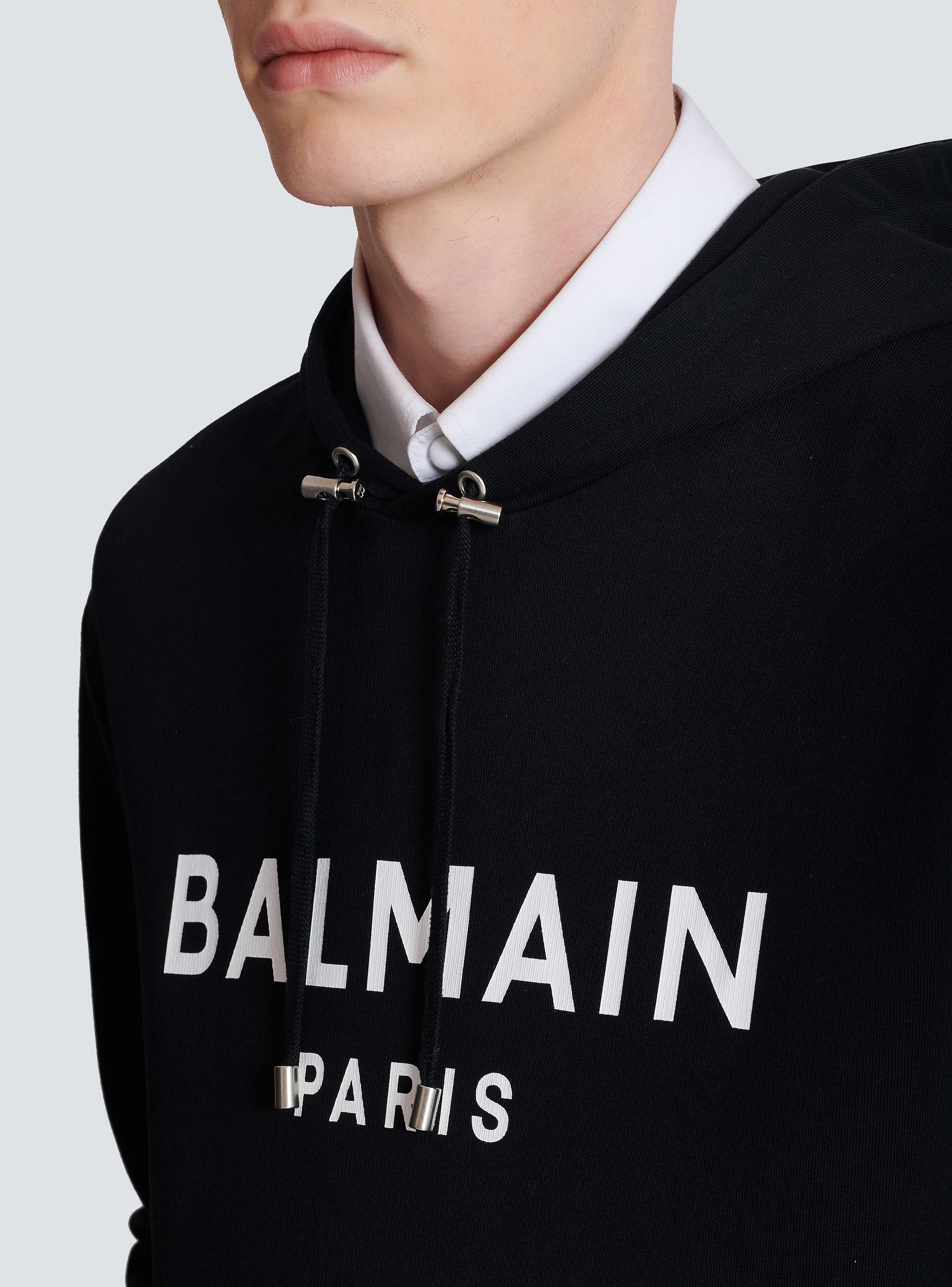 Printed Balmain Paris hoodie black - Men | BALMAIN Printed Balmain Paris hoodie black - Men | BALMAIN
