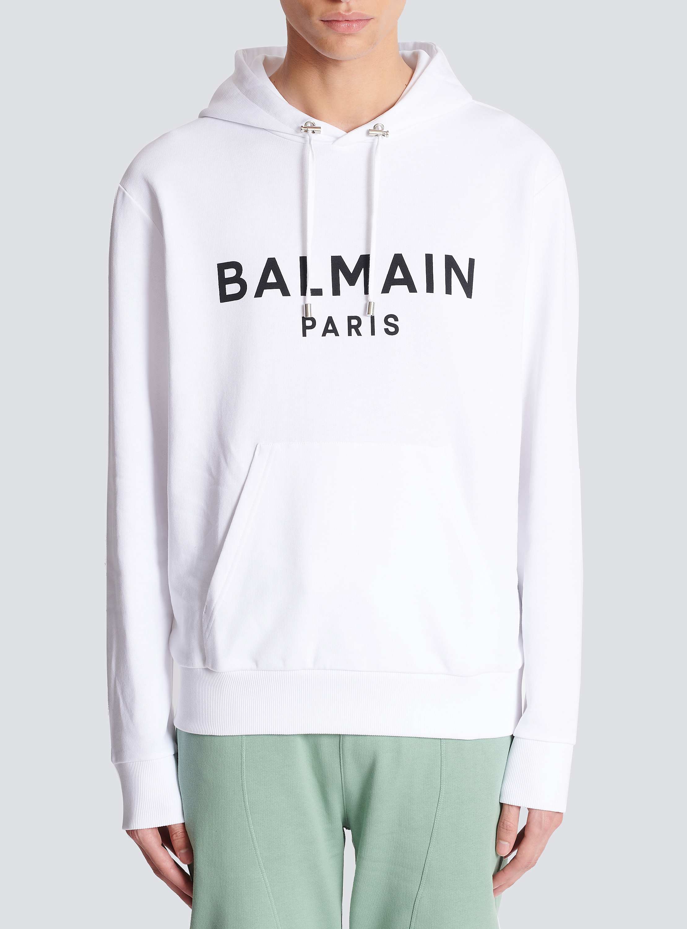 BALMAIN グラフィックプリントドローストリングフーディ Balmain Paris プリント フーディー - Men | BALMAIN
