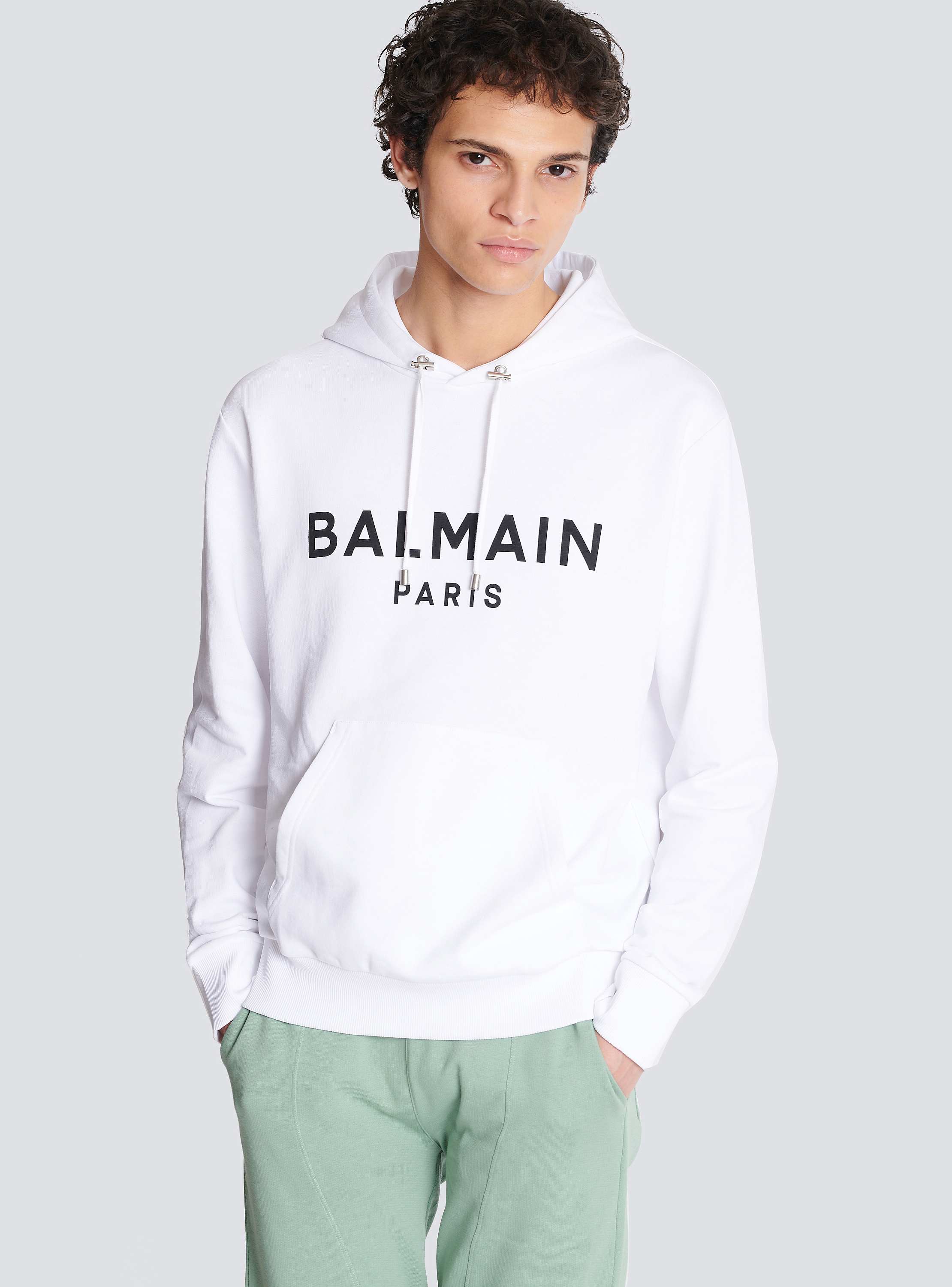 関税送料無料【BALMAIN】Balmain Paris フーディー Balmain Paris プリント フーディー - Men | BALMAIN