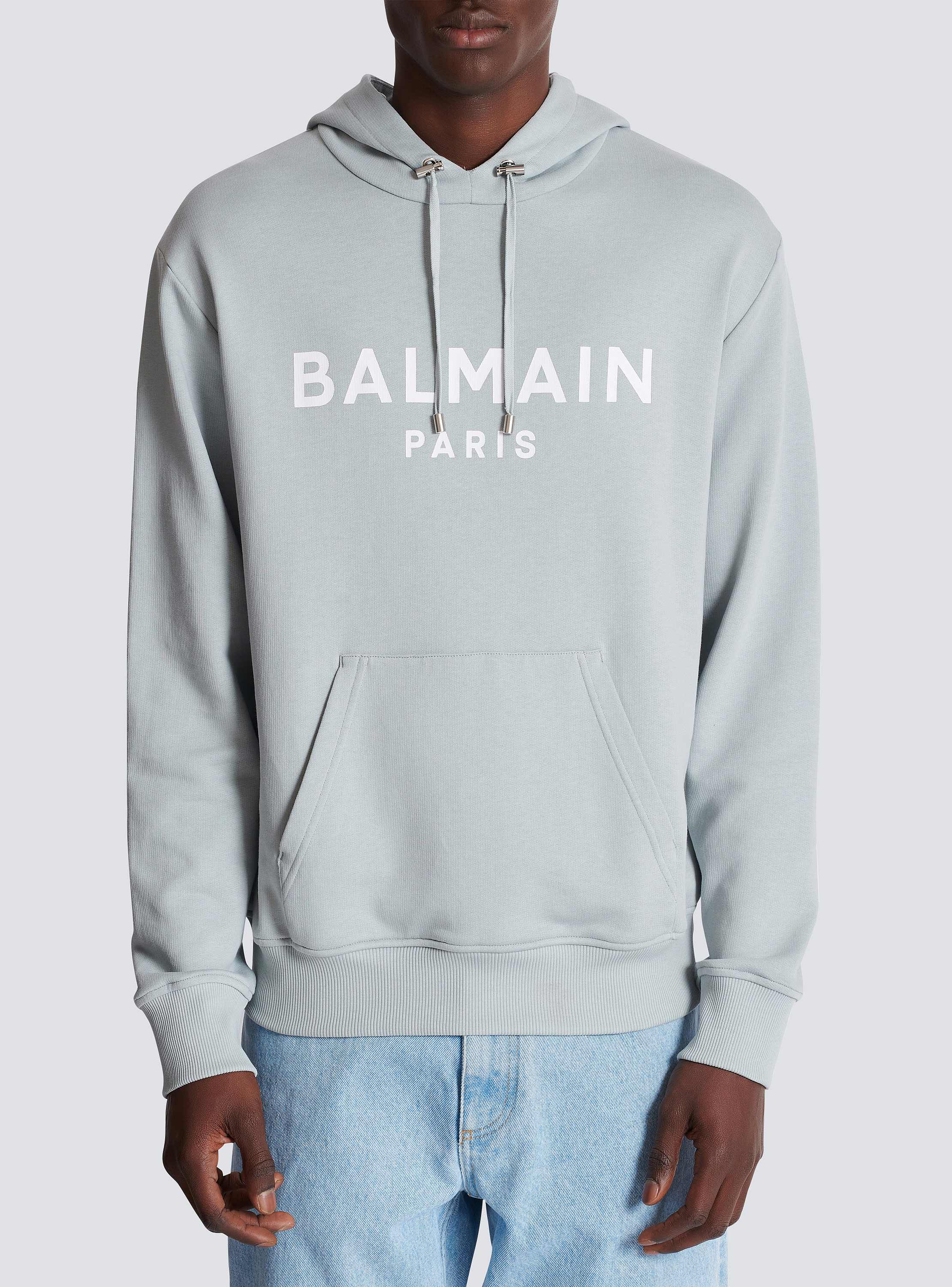 Printed Balmain Paris hoodie grey grey - Men | BALMAIN