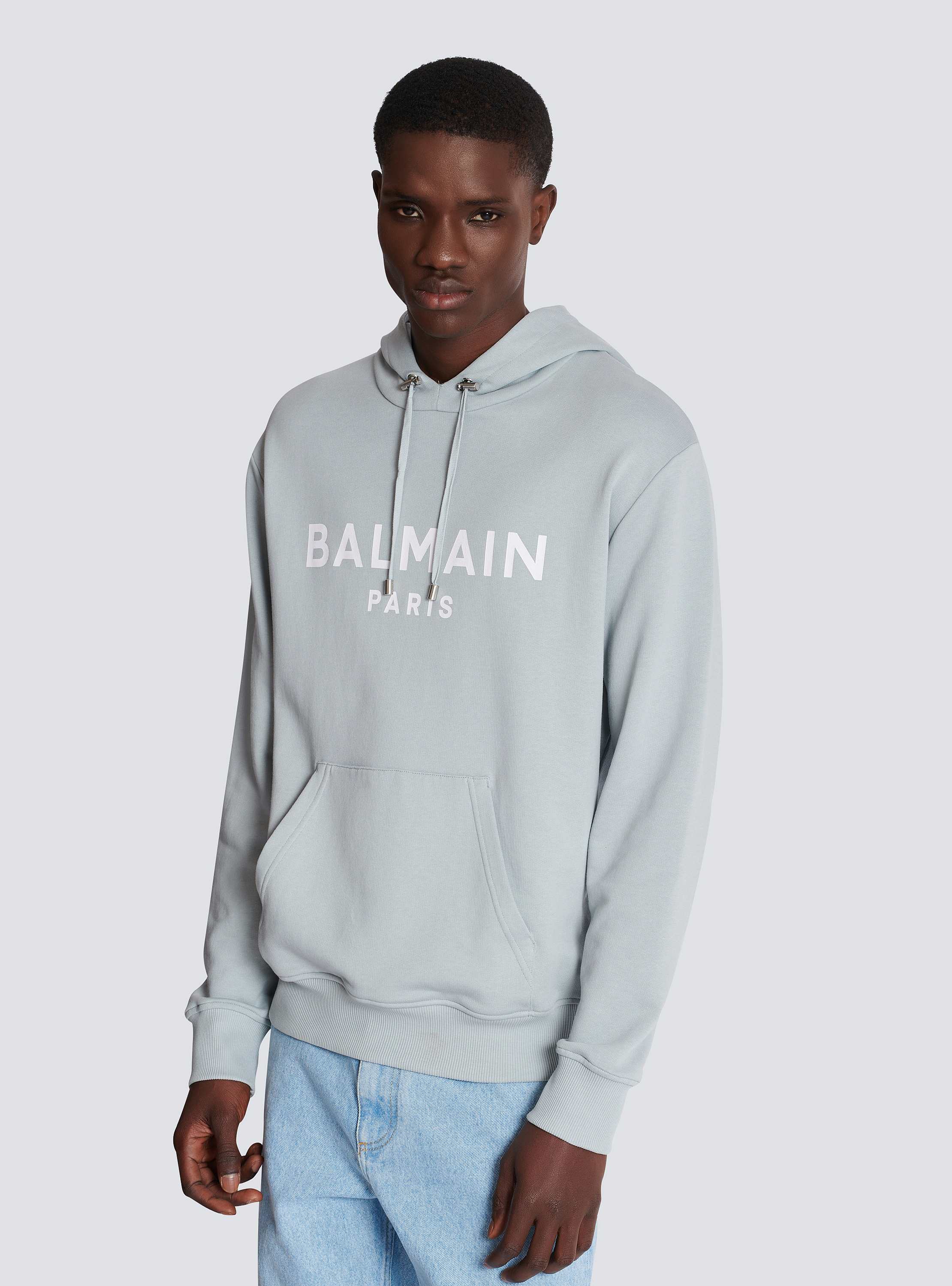 Printed Balmain Paris hoodie grey - Men | BALMAIN