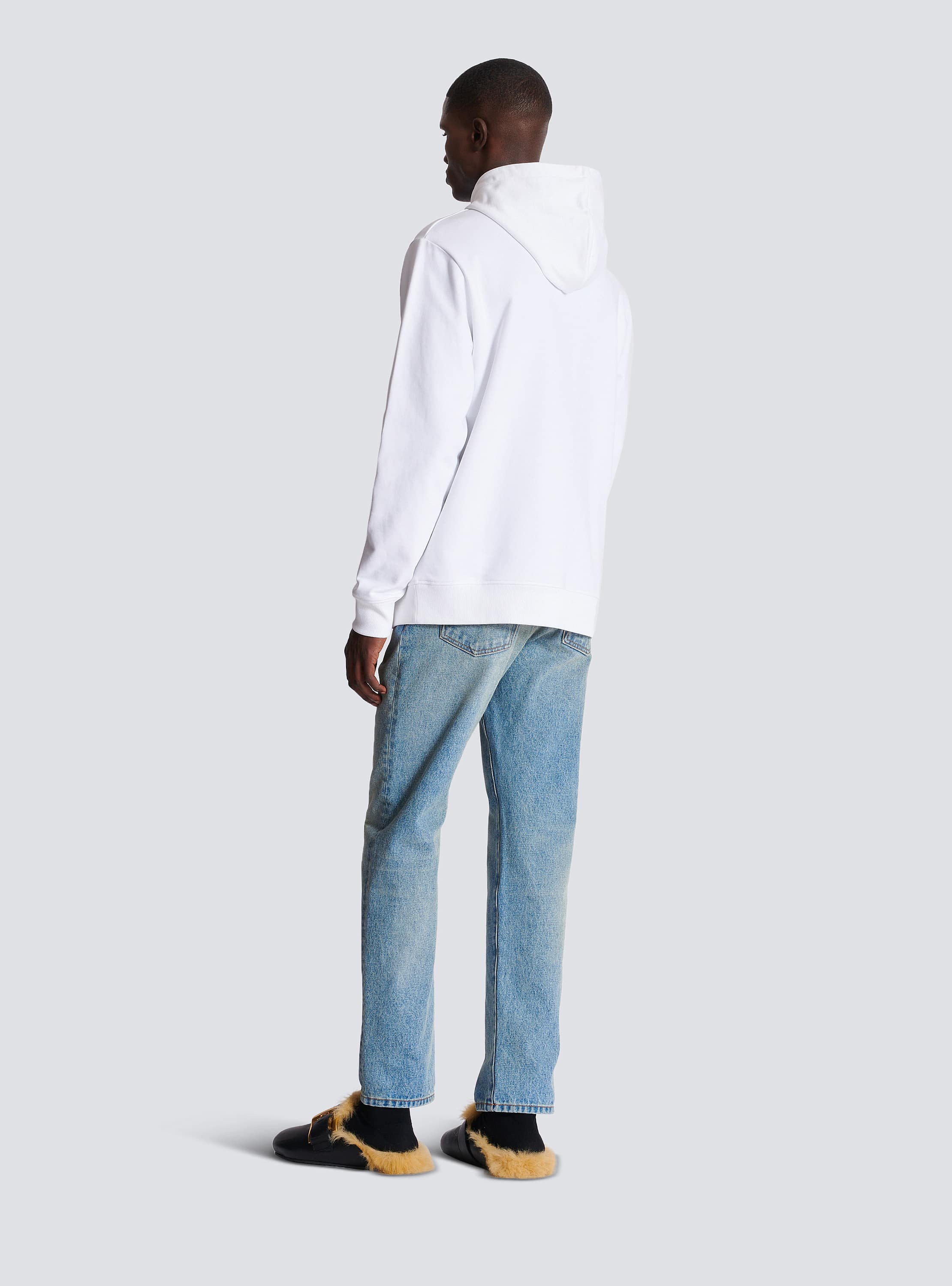 Balmain Signature hoodie white white - Men | BALMAIN