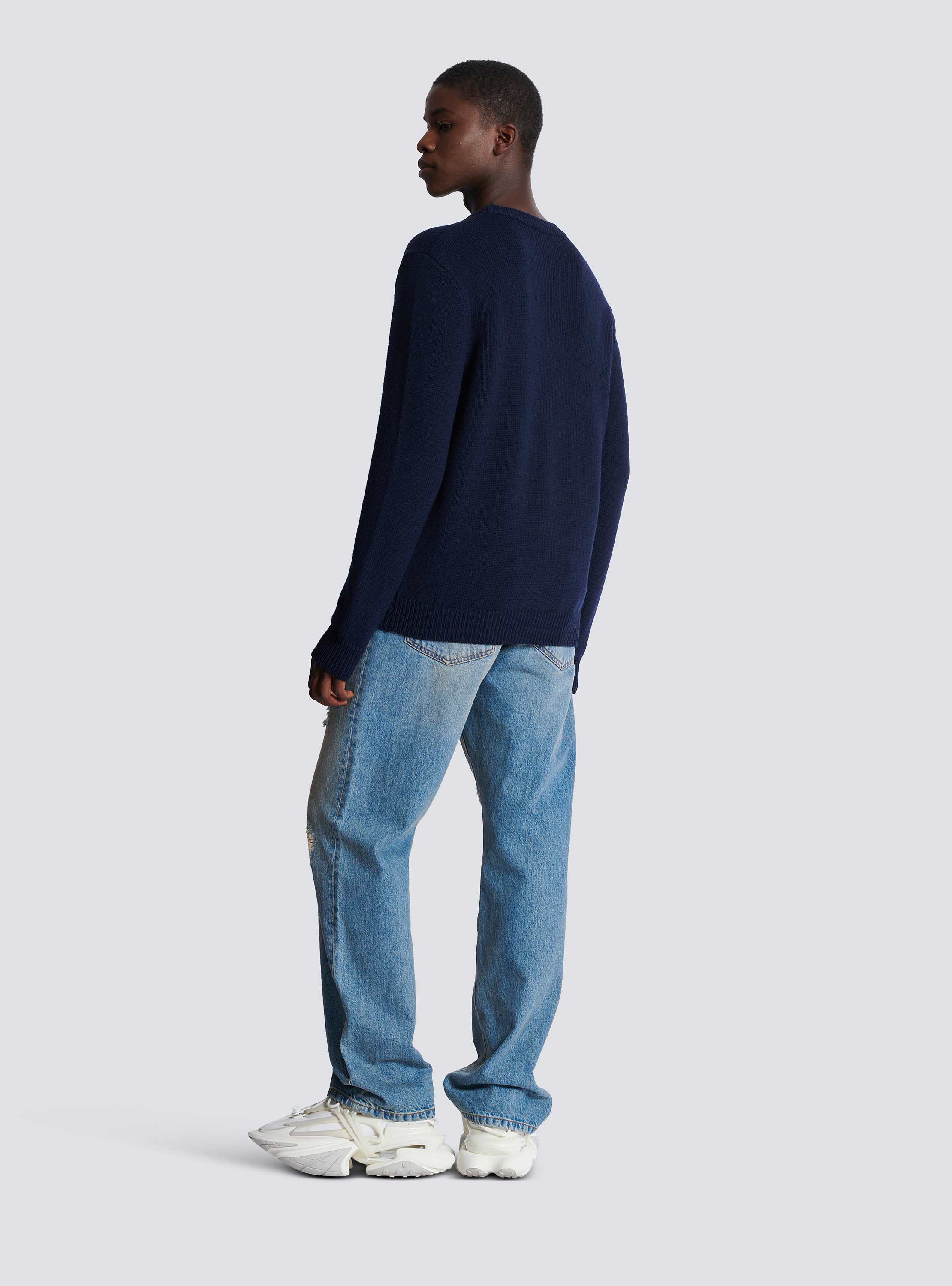 ニット・セーター BALMAIN Men Sweater  Blue BH0KD000KF38 SIU Wool Balmain Paris jumper navy navy - Men | BALMAIN