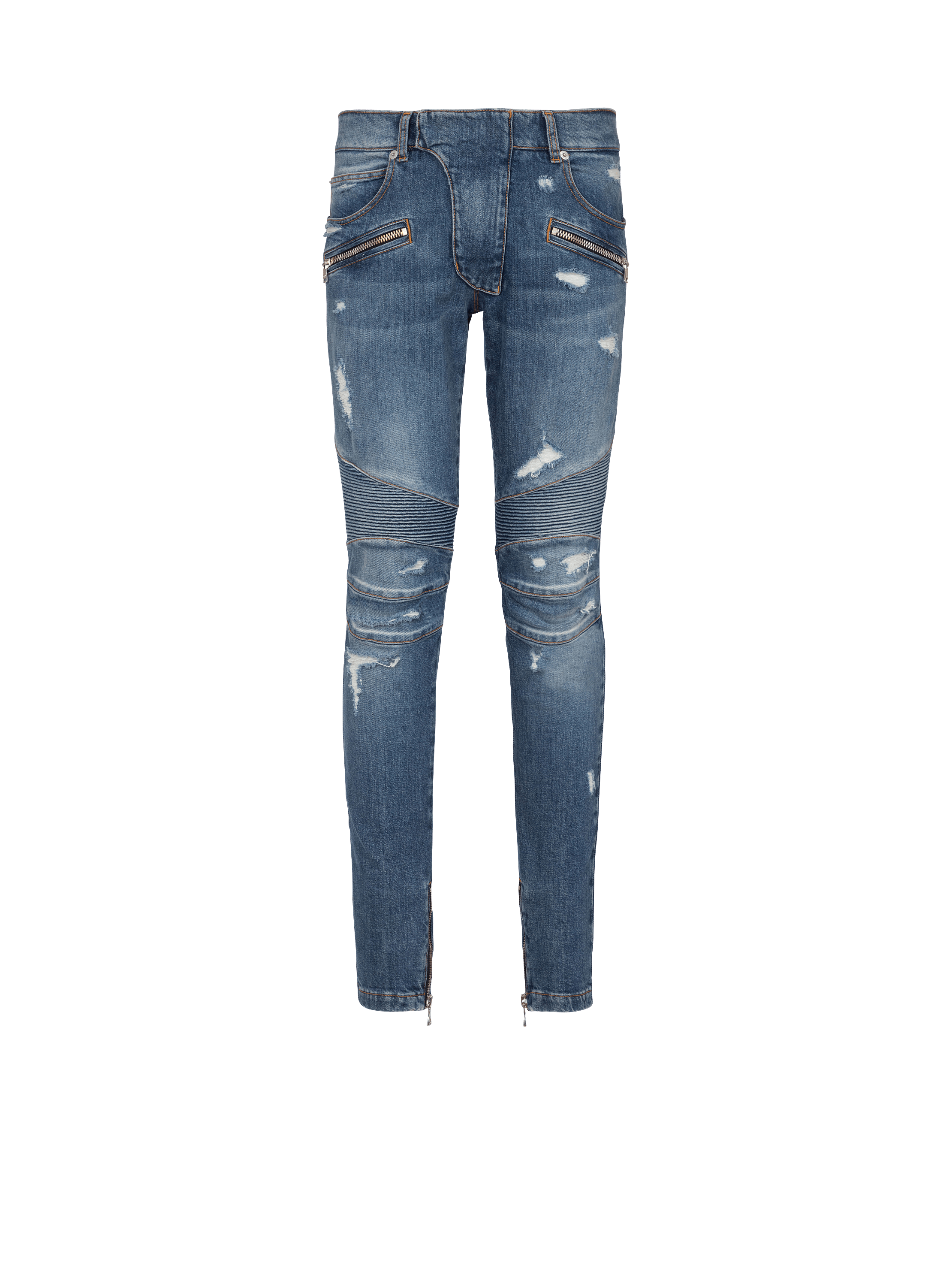 Biker jeans in faded denim