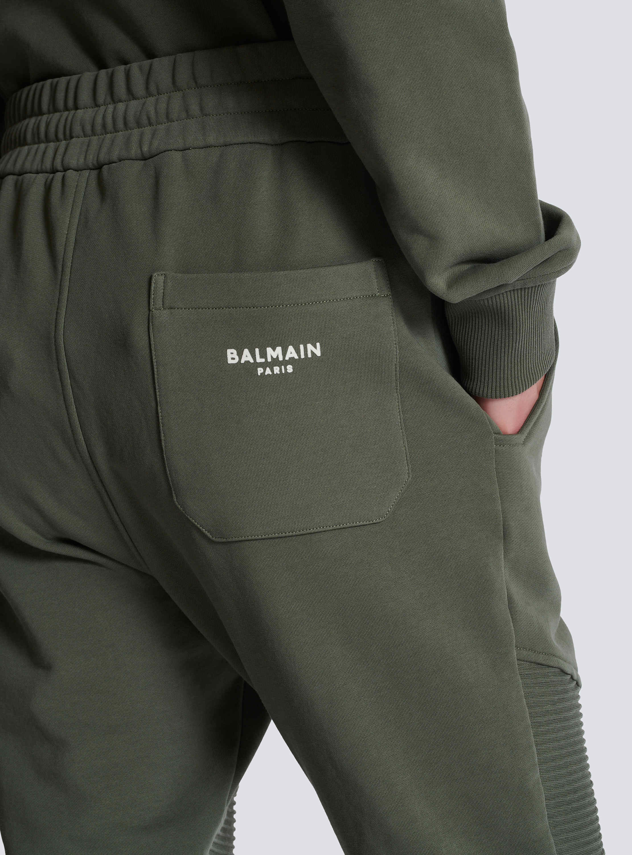 Flocked Balmain Paris joggers khaki - Men | BALMAIN Flocked Balmain Paris joggers khaki - Men | BALMAIN
