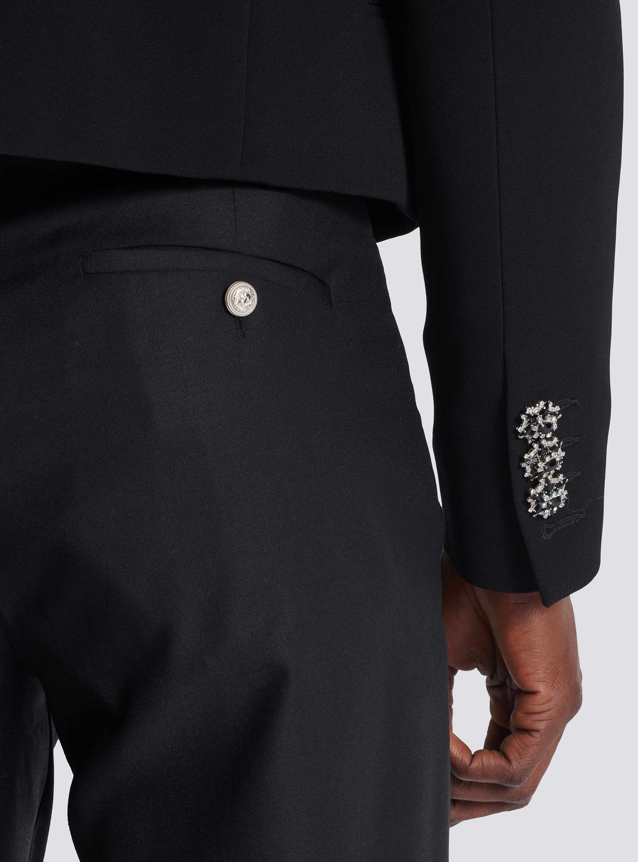 Cropped crepe jacket with palm tree embroidery