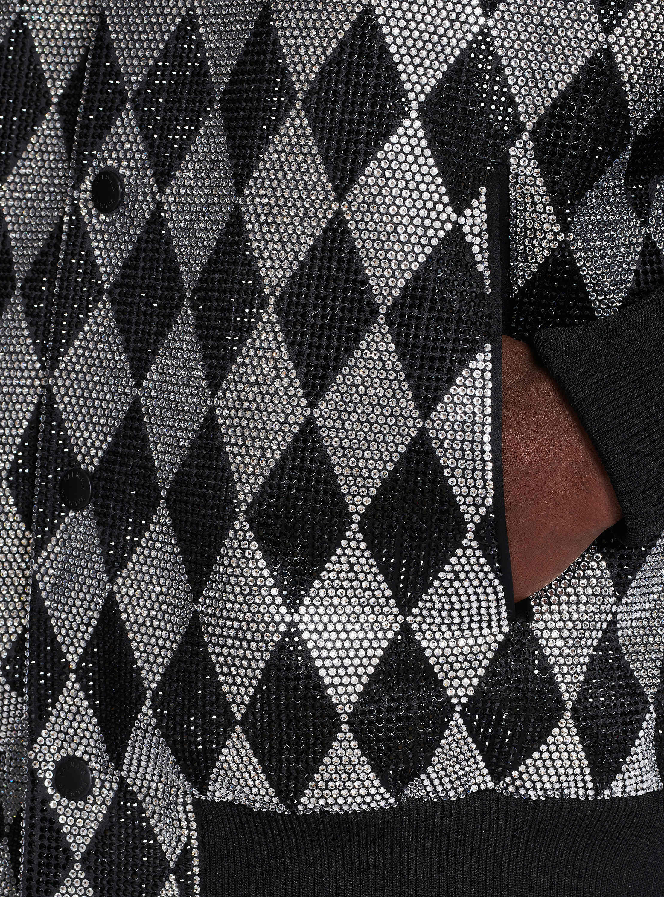 Diamond satin bomber jacket with rhinestones black - Men