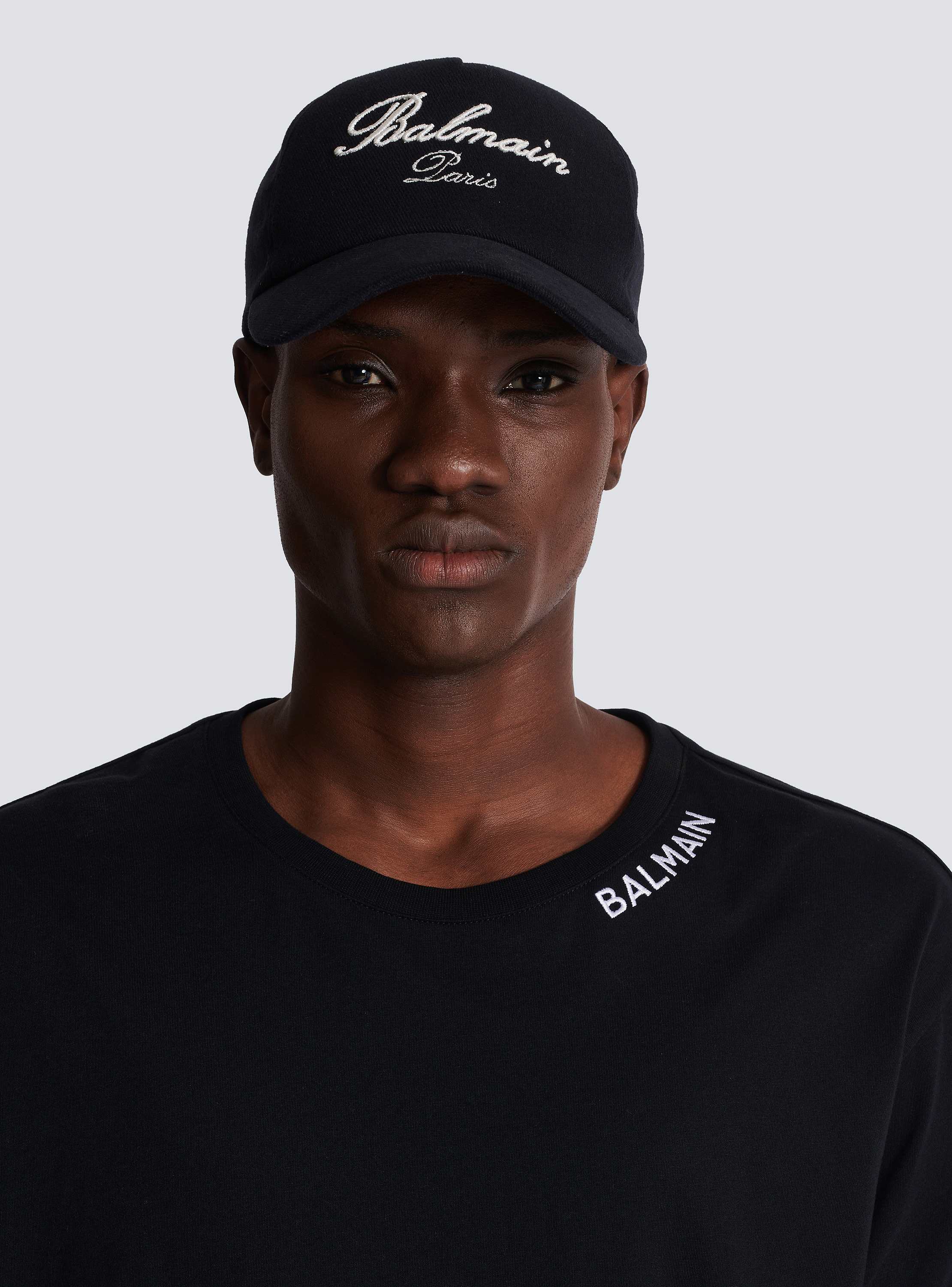 Cotton cap with Balmain Signature embroidery black black