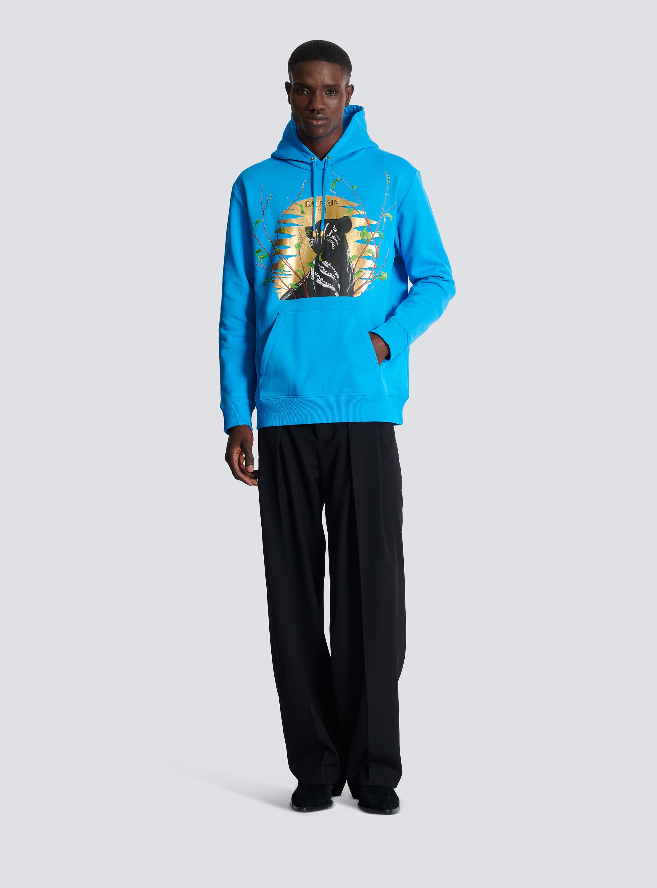 BALMAIN X Disney The Lion King サンセットプリント フーディー Disney x Balmain: The Lion King - Sunset hoodie black black