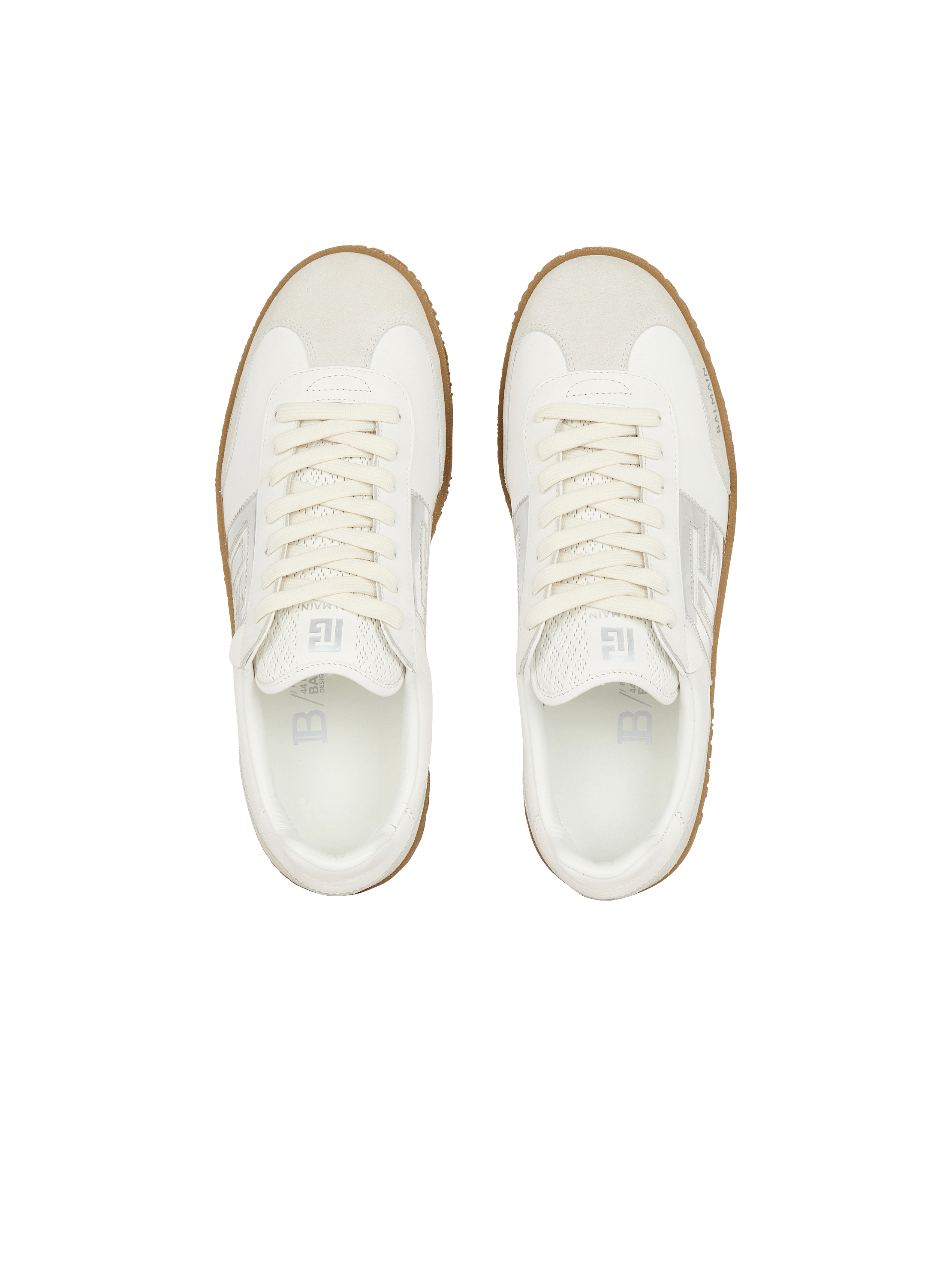 【関税＆送料込み】Balmain 'Swan' White Leather Sneakers Balmain Swan sneakers in calfskin and suede white - Women