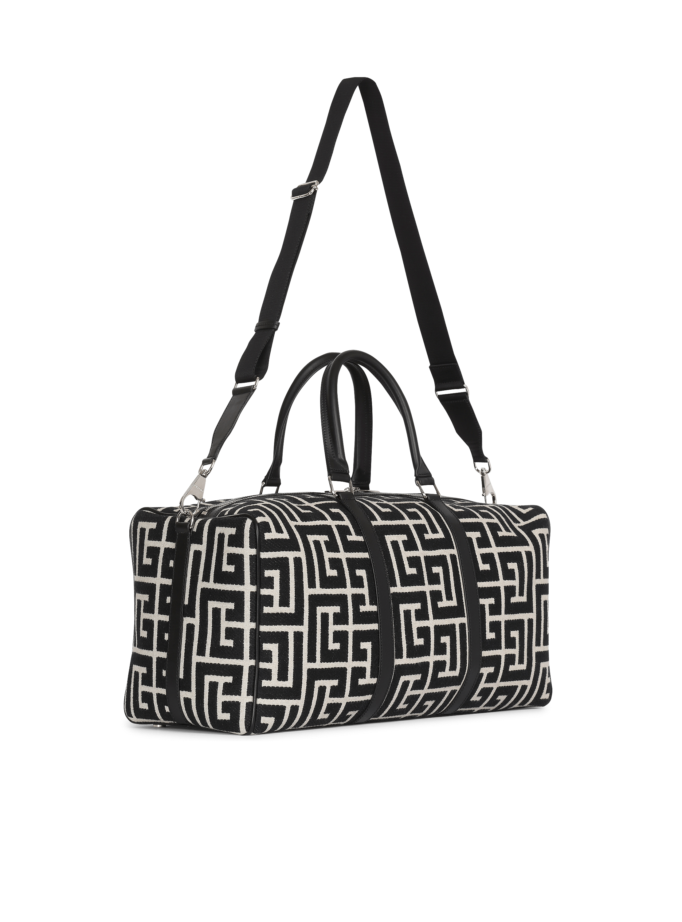 Travel bag with jacquard maxi monogram black - Men | BALMAIN