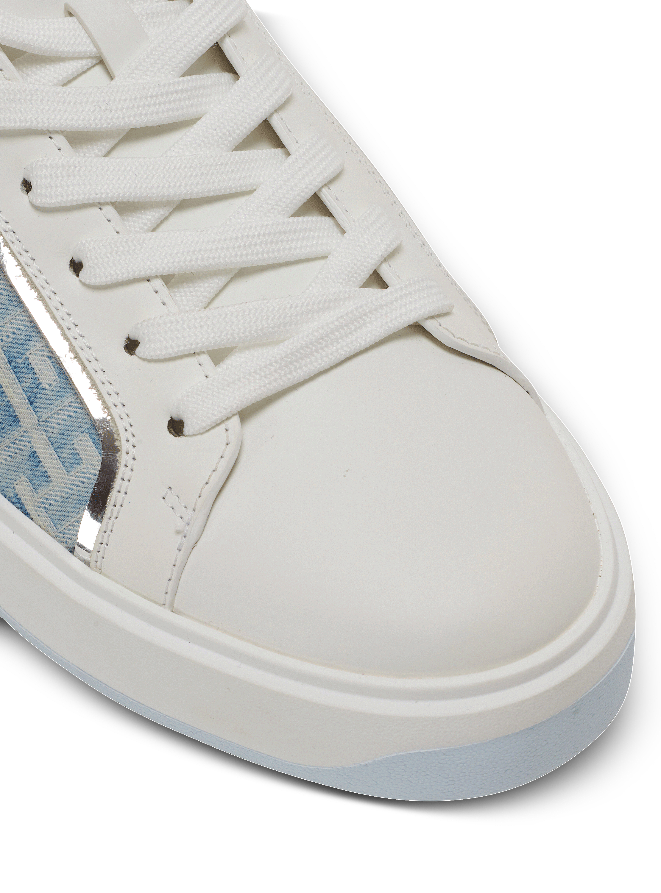 予約販売 B-Court BALMAIN | Men - blue denim and leather in sneakers サルエルパンツ