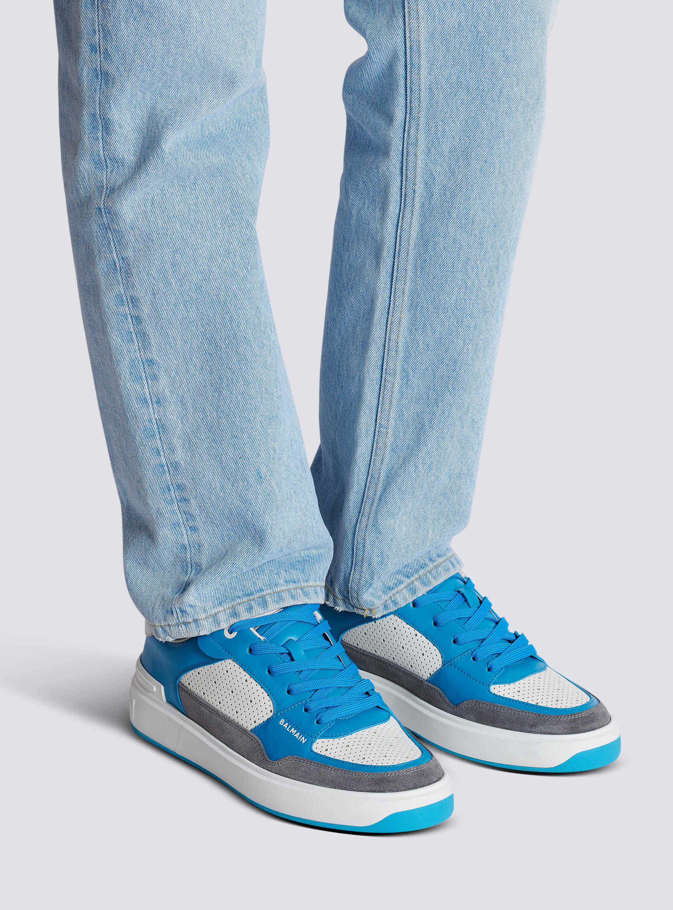 B-Court Flip sneakers in calfskin and suede - Men | BALMAIN