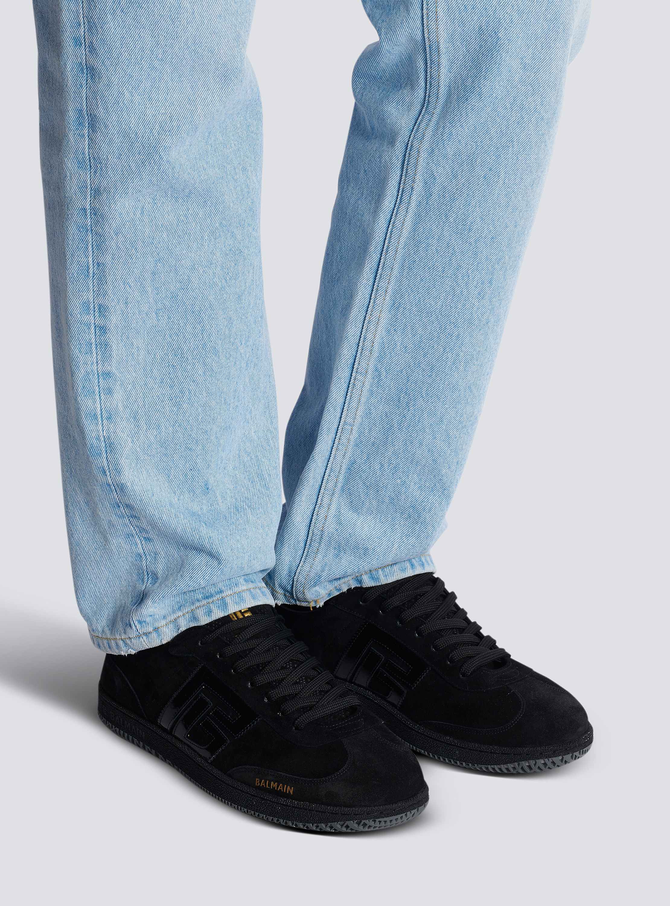 Balmain Swan suede and patent leather sneakers