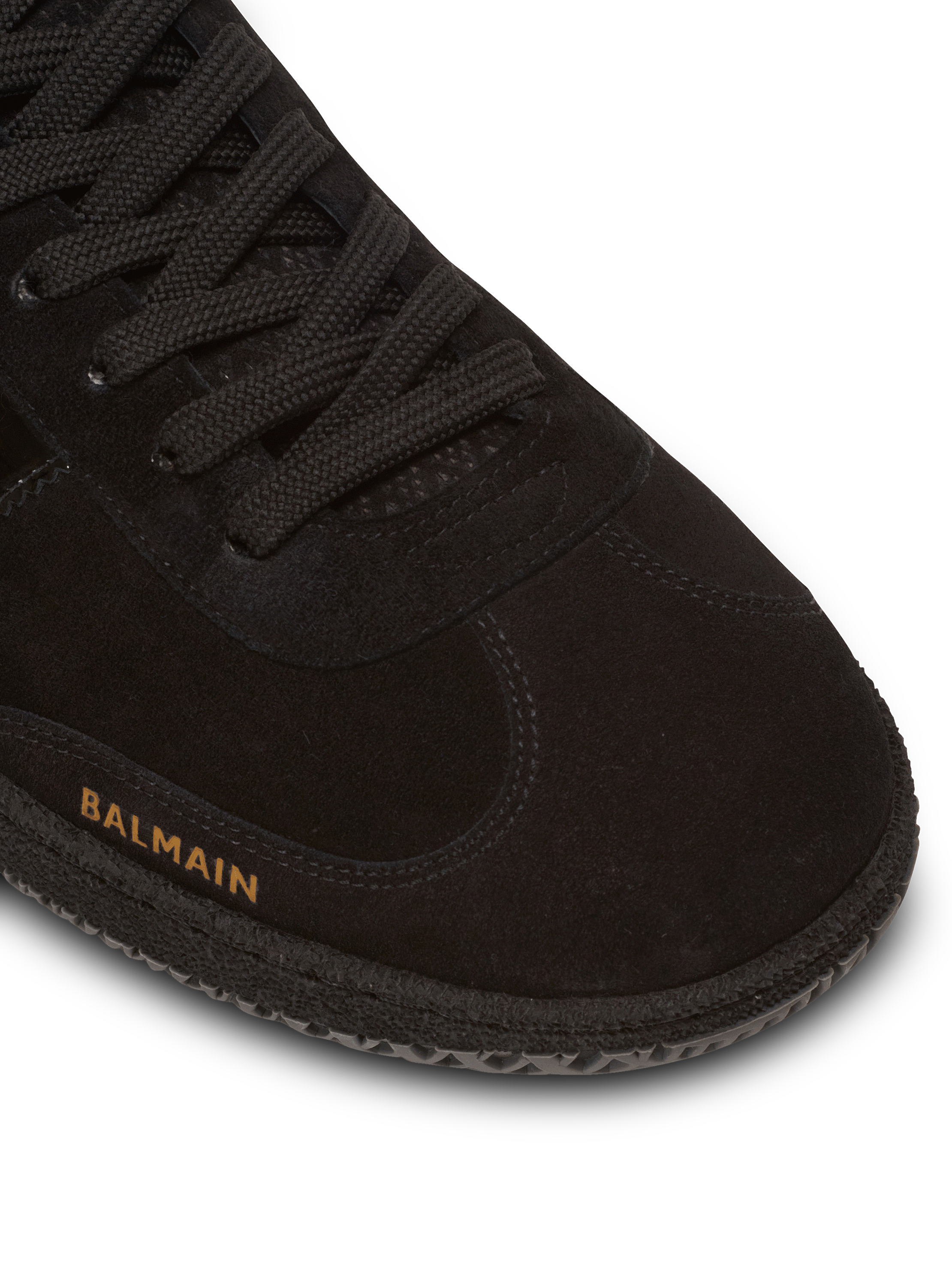 Balmain Swan suede and patent leather sneakers
