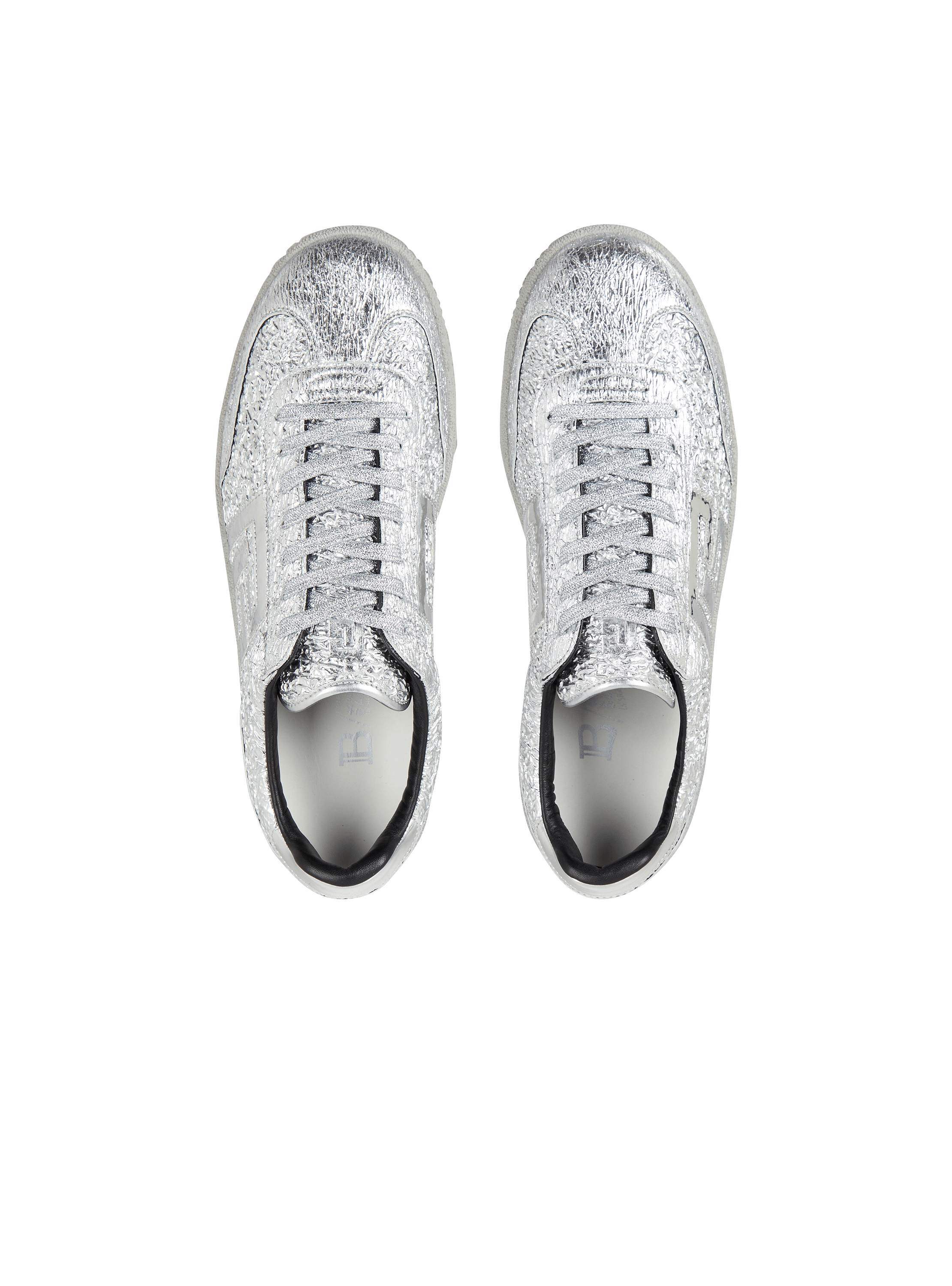 Balmain Swan silver leather sneakers silver - Men | BALMAIN