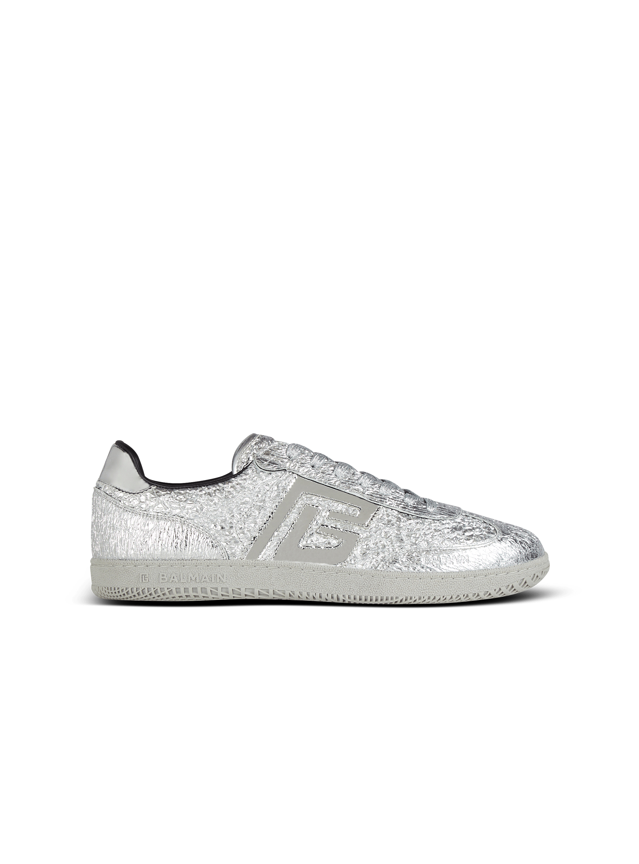 Balmain Swan silver leather sneakers